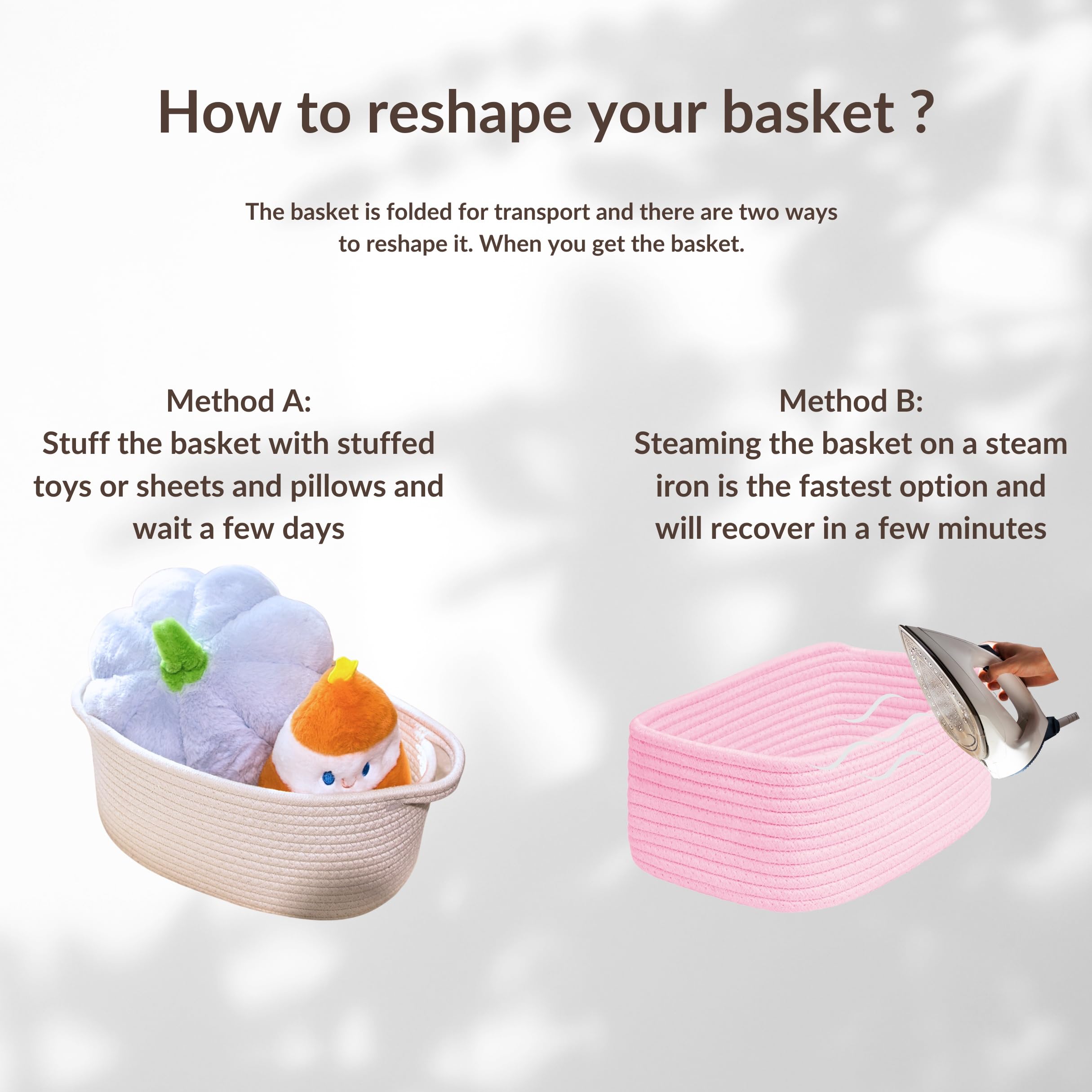 QFLQFL color-pop storage basket adds vibrant accent and practical storage.