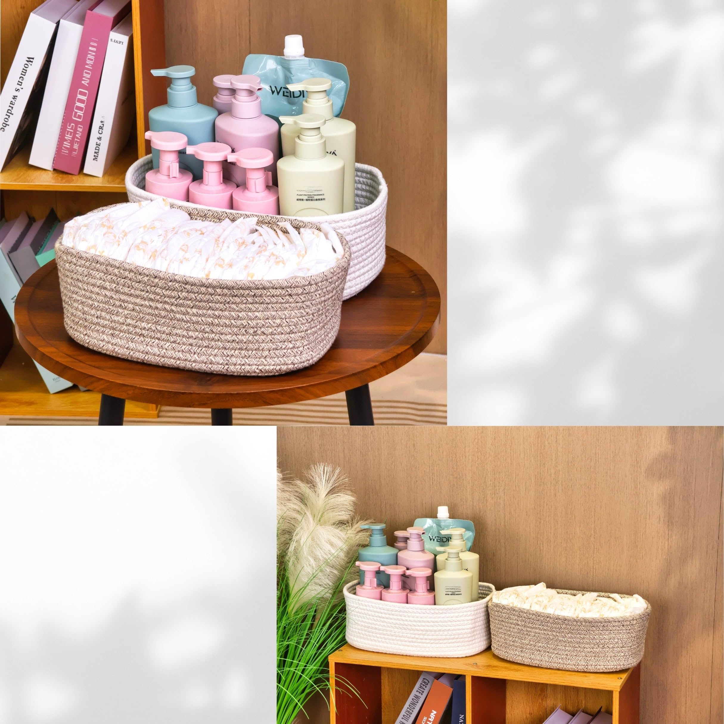 QFLQFL office organization basket keeps supplies within reach.