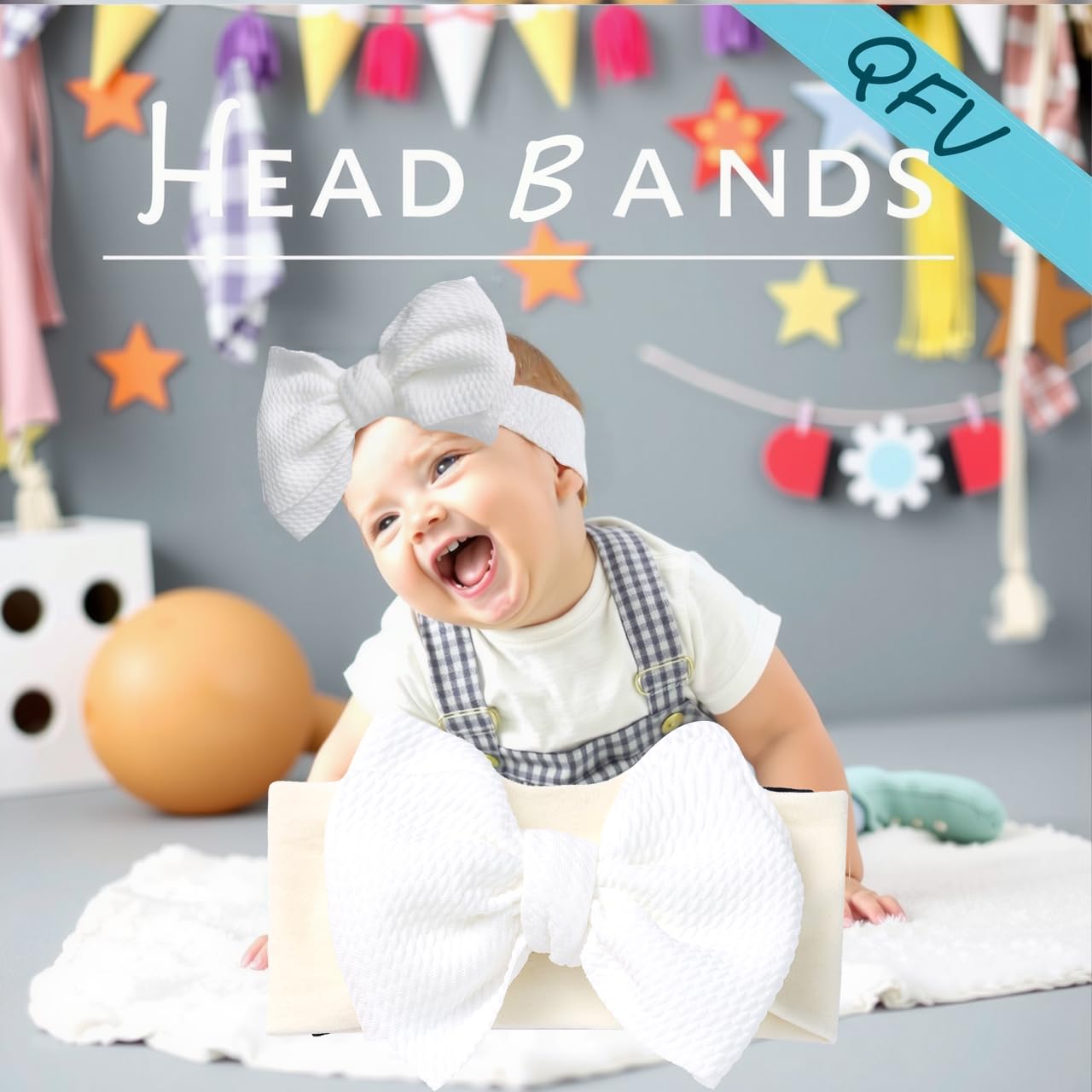 QFV baby bows gift-pack ready accessory for baby showers and new arrivals.