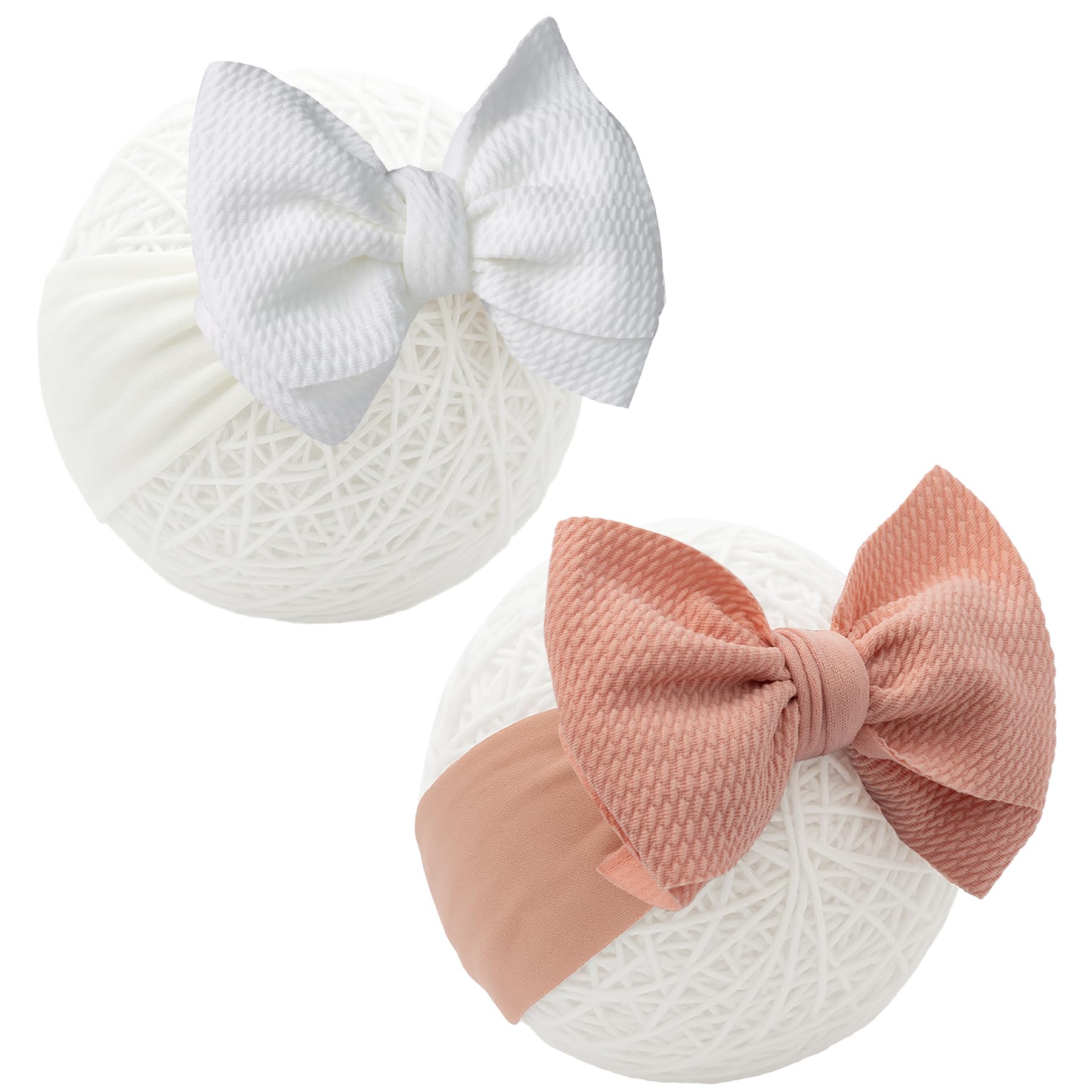 QFV baby bows headband double bows 4.5x3.5 inches, ideal for cute photo sessions.