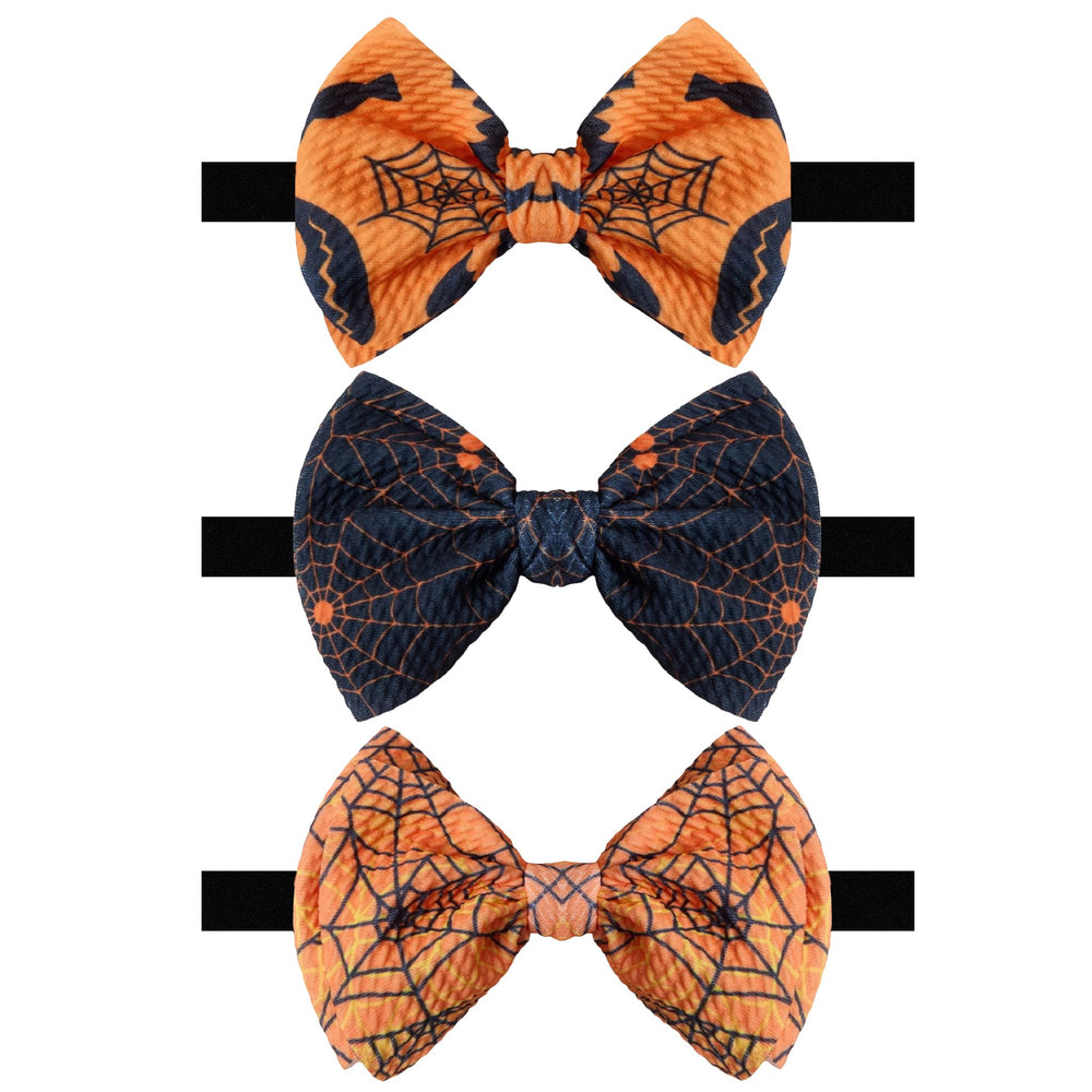 QFV baby bows orange headband, 4.5-inch soft stretch for newborn comfort.