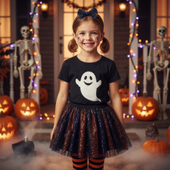 QFV orange spider web bow, festive toddler accessory for Halloween outfits.