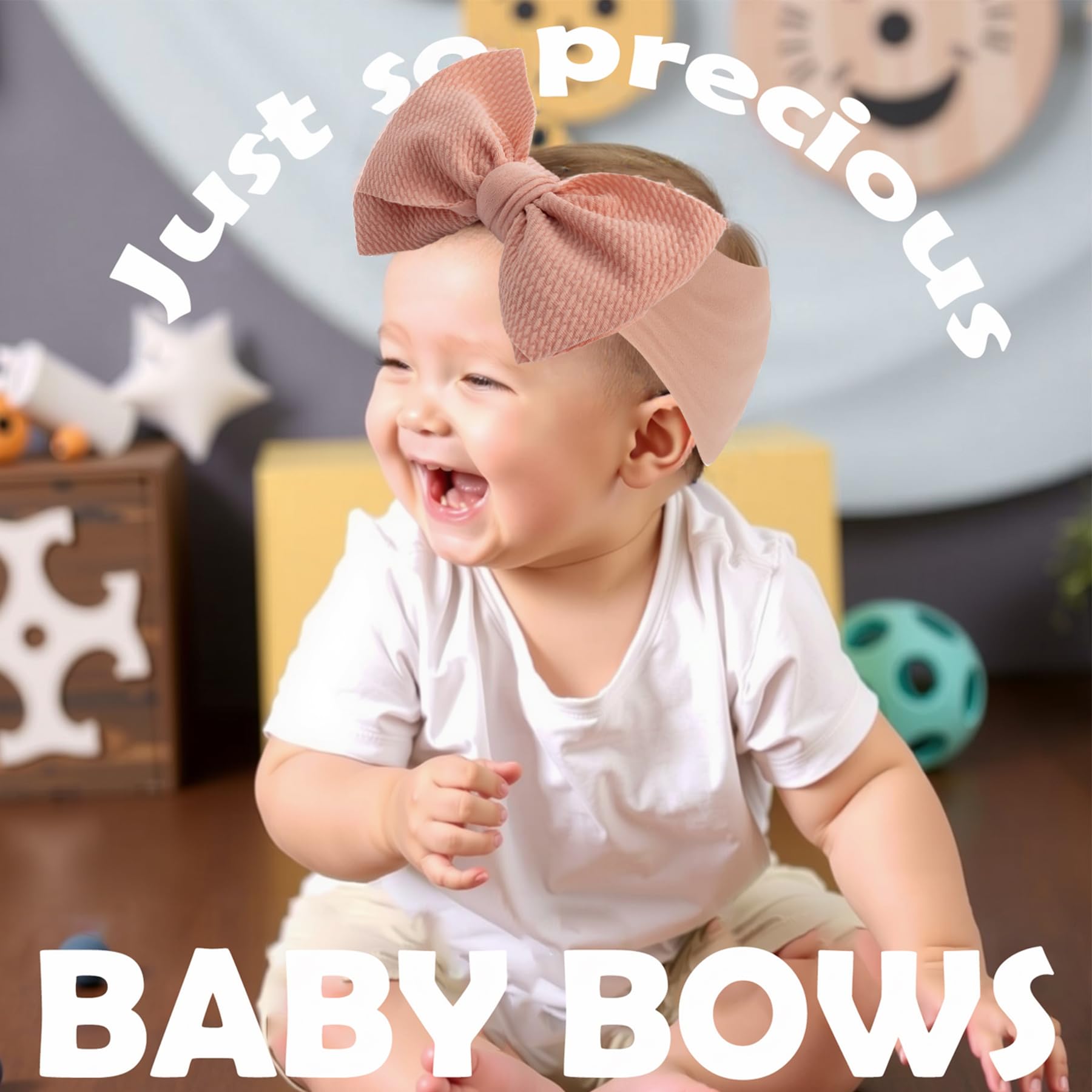 QFV baby bows soft headband fabric, gentle comfort for newborn wear.