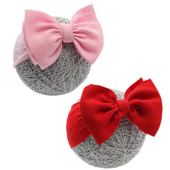 QFV Baby Girl Bows headband in red pink full set for outfits.
