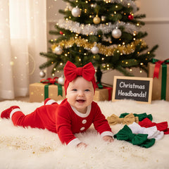 QFV Christmas baby bows double-bow detail highlights cute accessory for holiday outfits