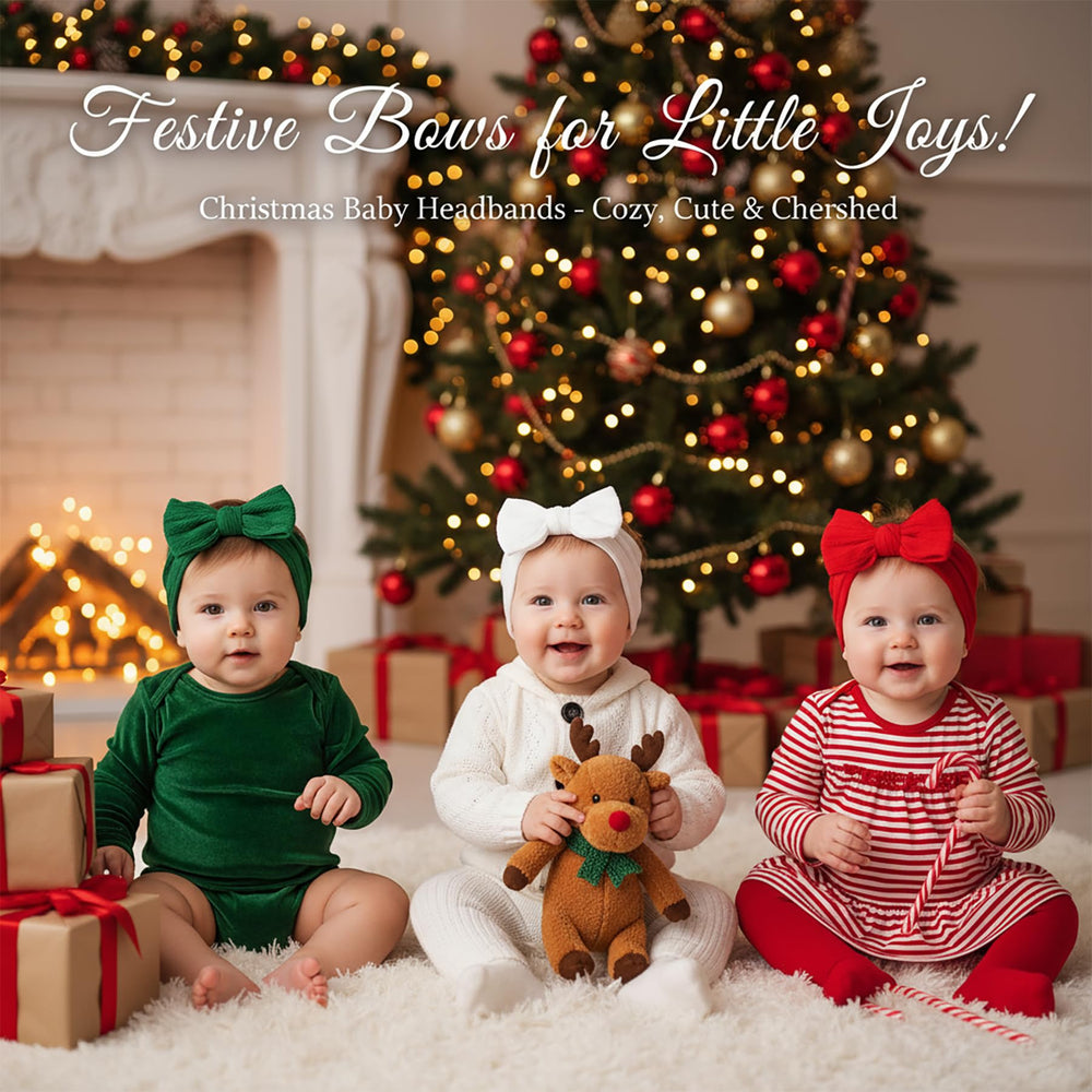 QFV Christmas baby bows outfit-match option helps coordinate holiday looks