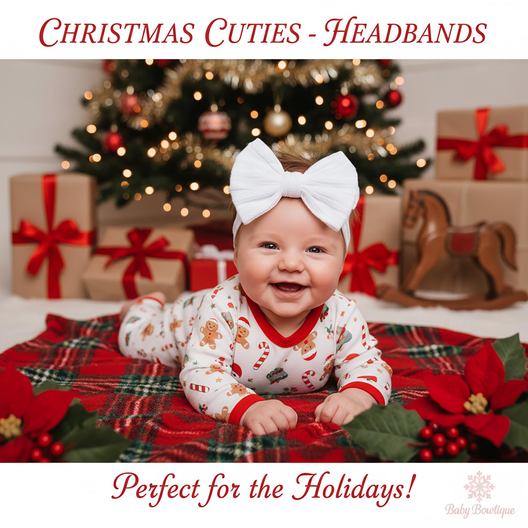 QFV Christmas baby bows photo prop showcases charming accessory for family photography sessions