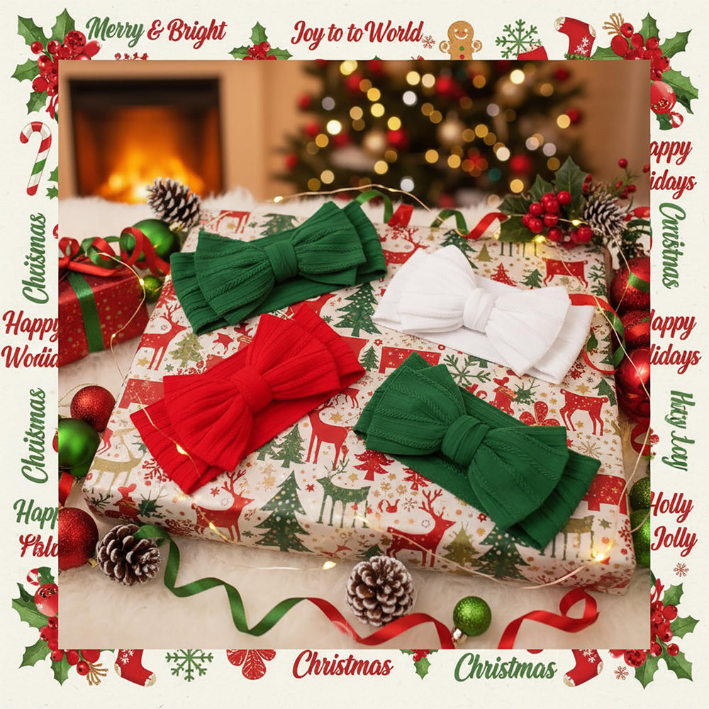 QFV Christmas baby bows soft-material texture enhances comfort during wear
