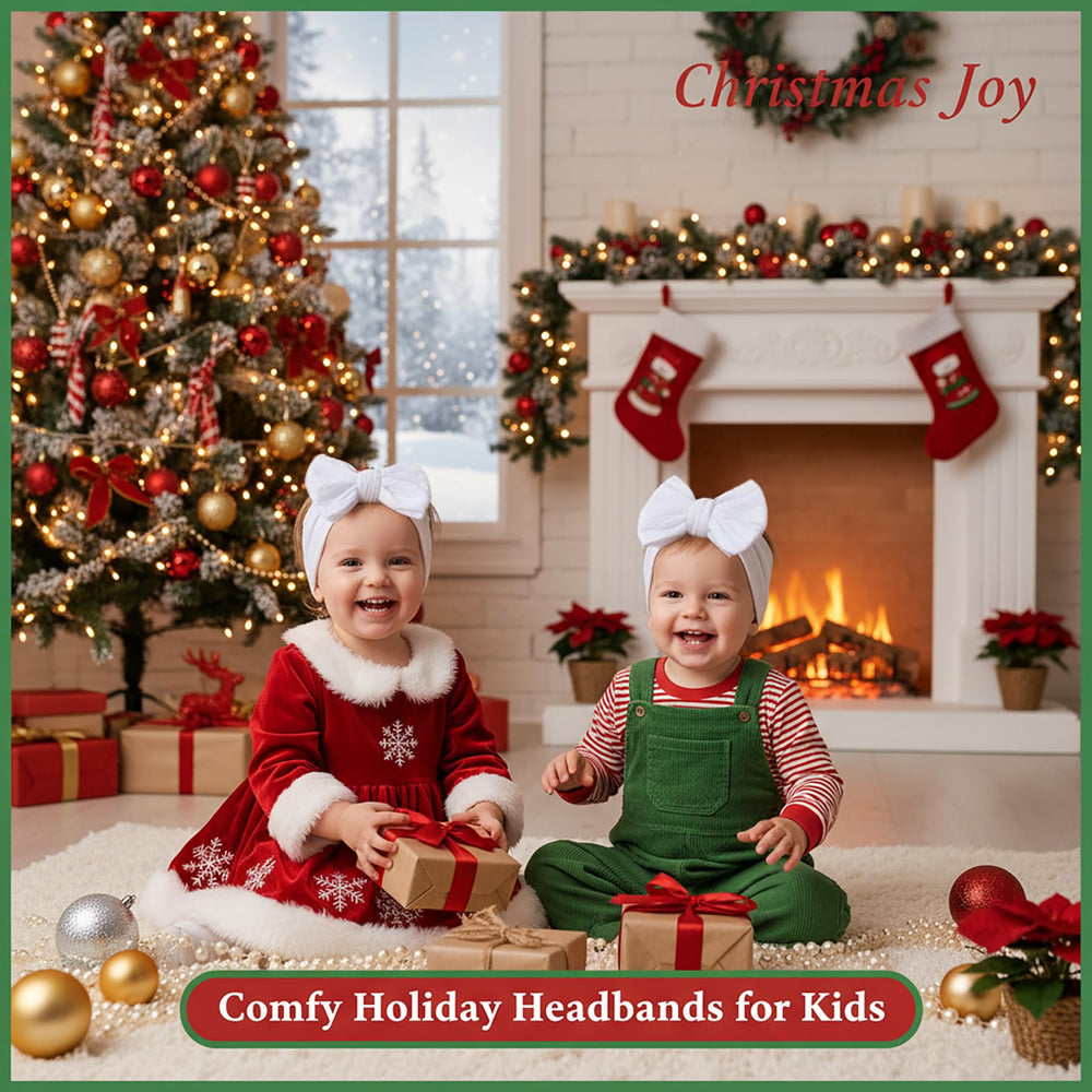 QFV Christmas baby bows red green white worn with outfits boosts festive photo moments