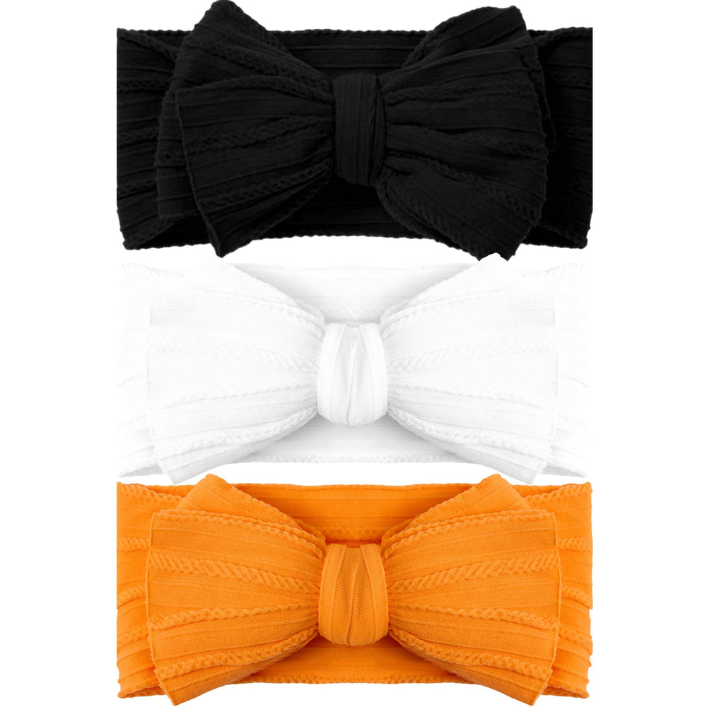 QFV Halloween baby bows headband close-up with soft fabric and cute color mix