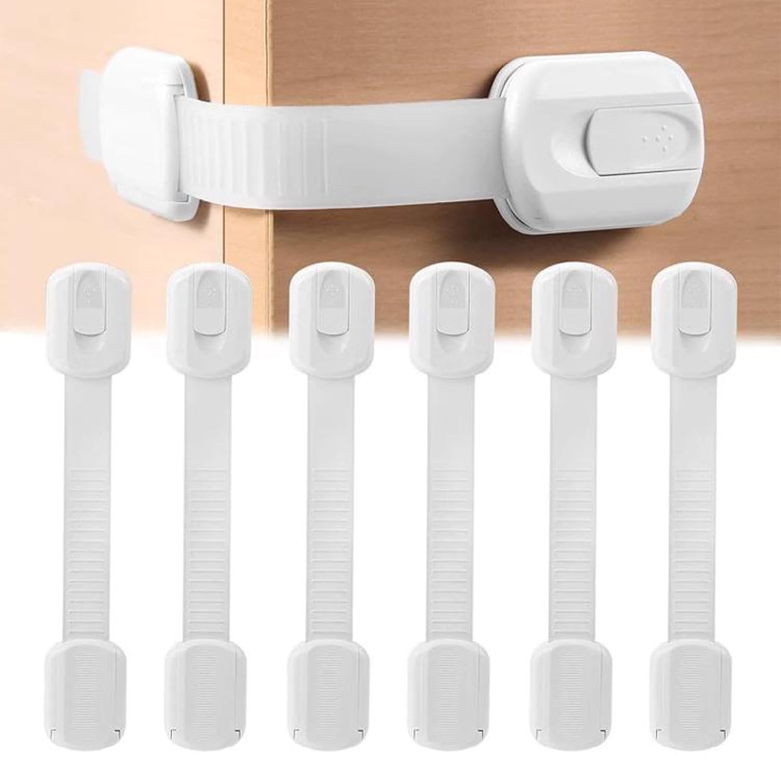 Qgond 6-pack cabinet locks packaging shows quick, safe setup for busy families.