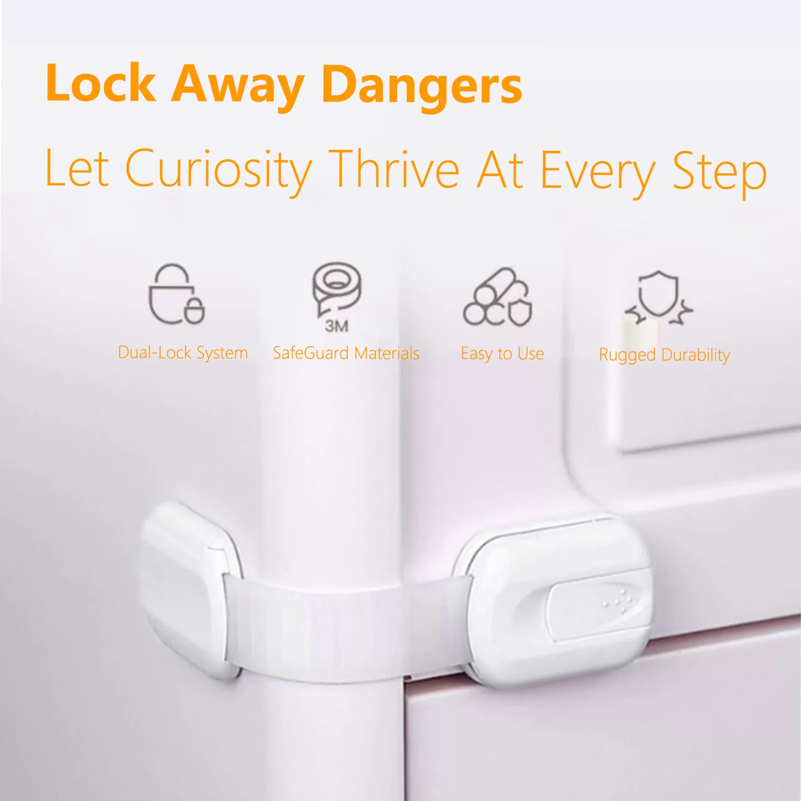 Qgond cabinet locks stretchy straps enable versatile, snug fits.
