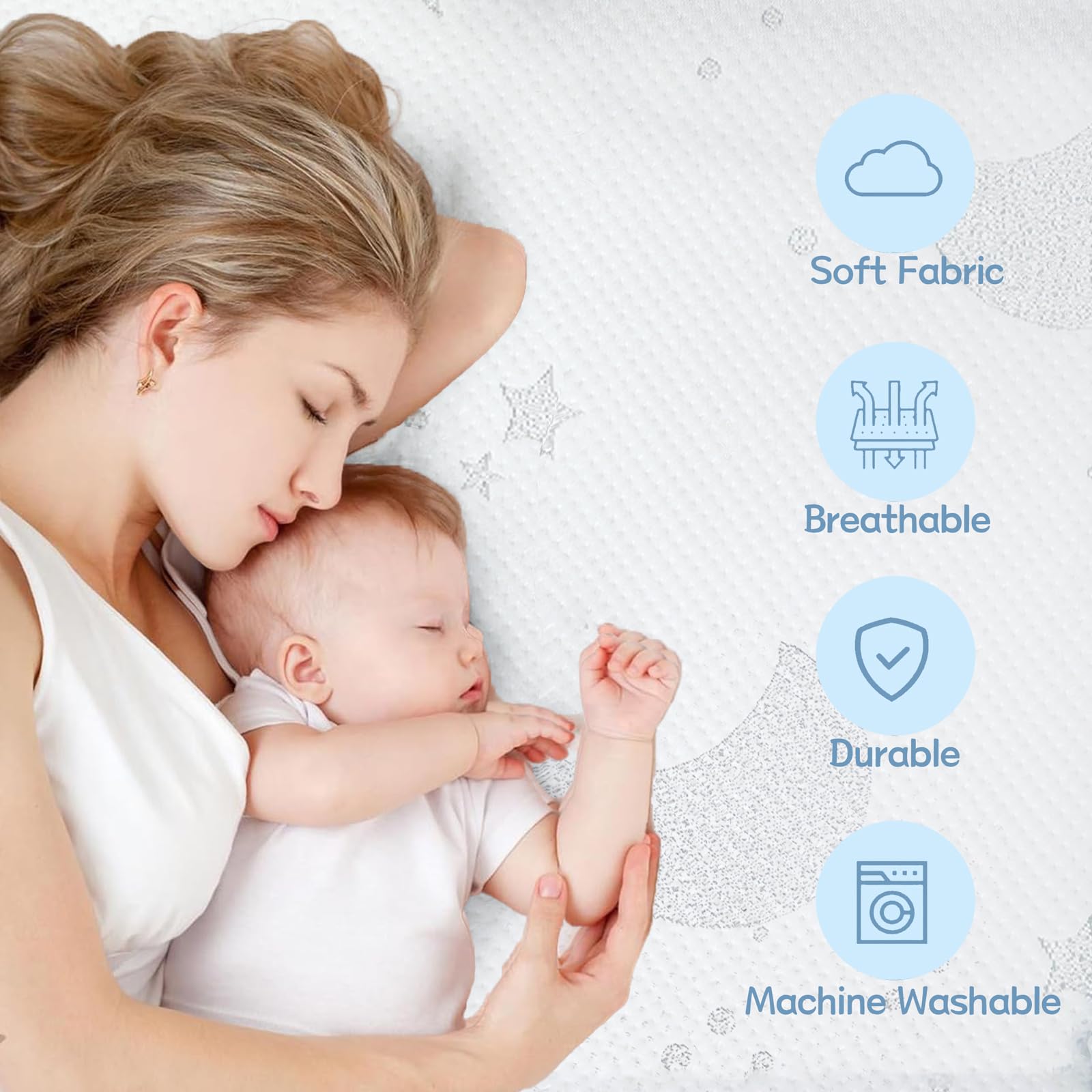 QHUCBAEG anti-slip bottom keeps the mattress in place during baby movement