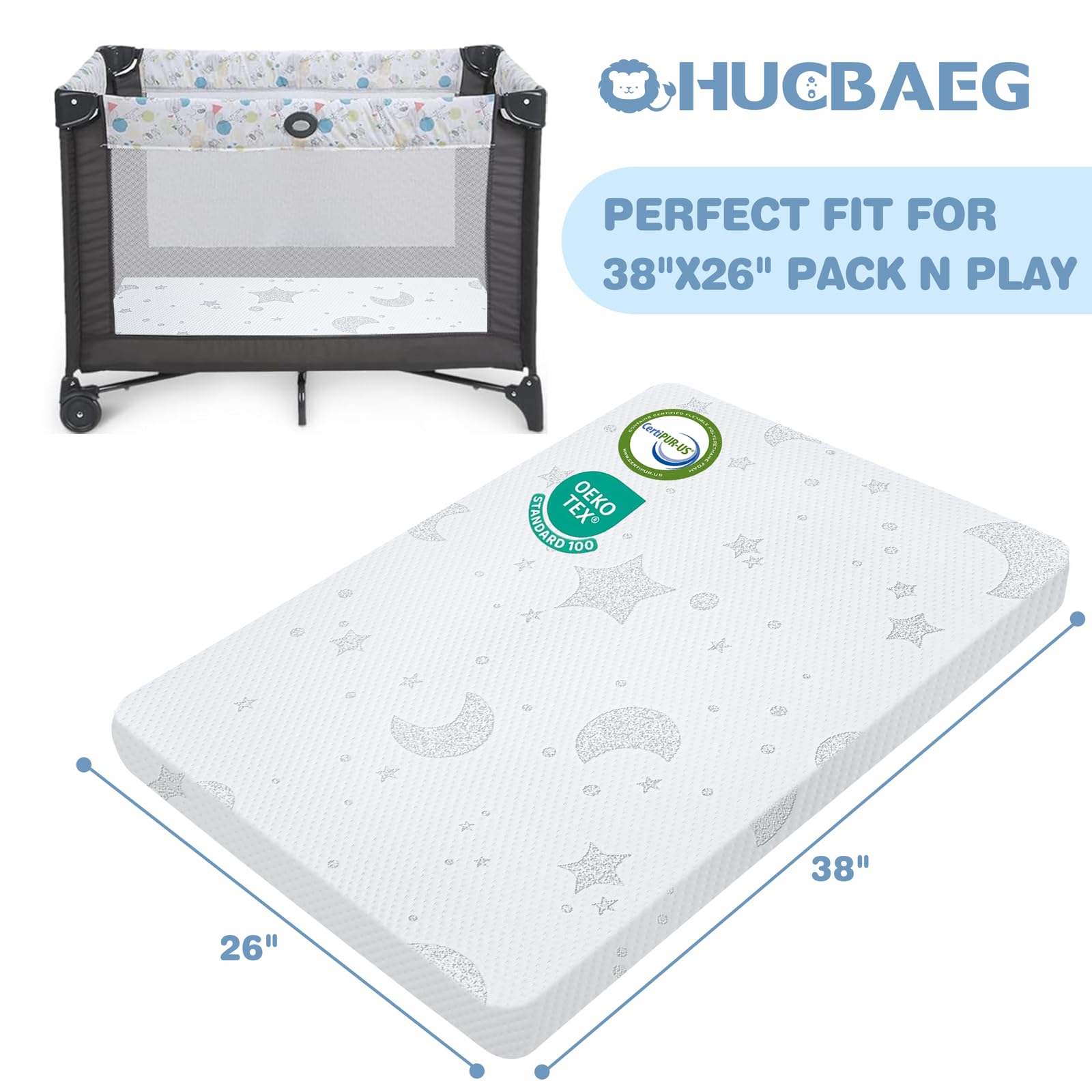 QHUCBAEG high-density memory foam provides gentle support for naps and play