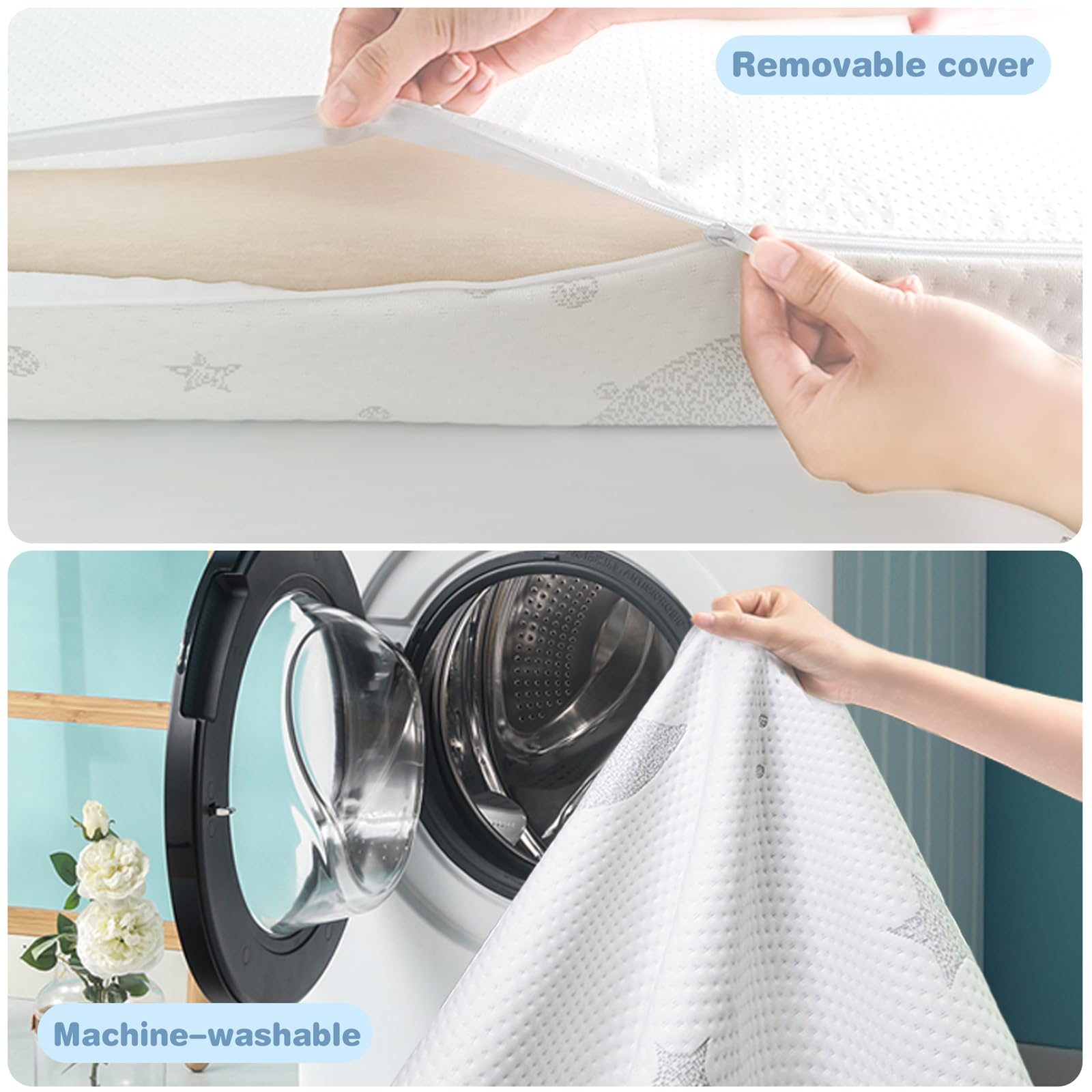 QHUCBAEG noise-reducing surface helps minimize wake-ups during restless nights
