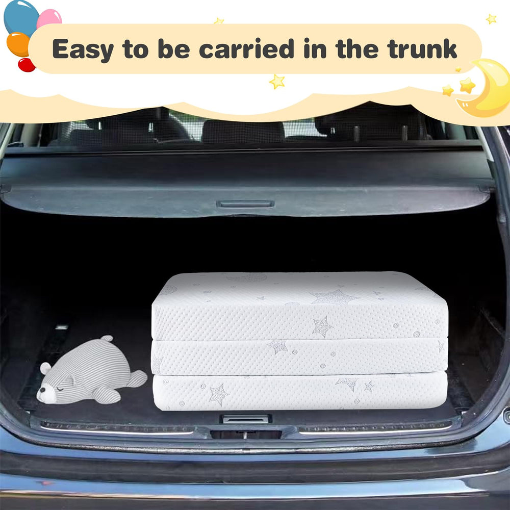 QHUCBAEG Pack N Play Mattress CertiPUR-US safety label highlights safer materials.