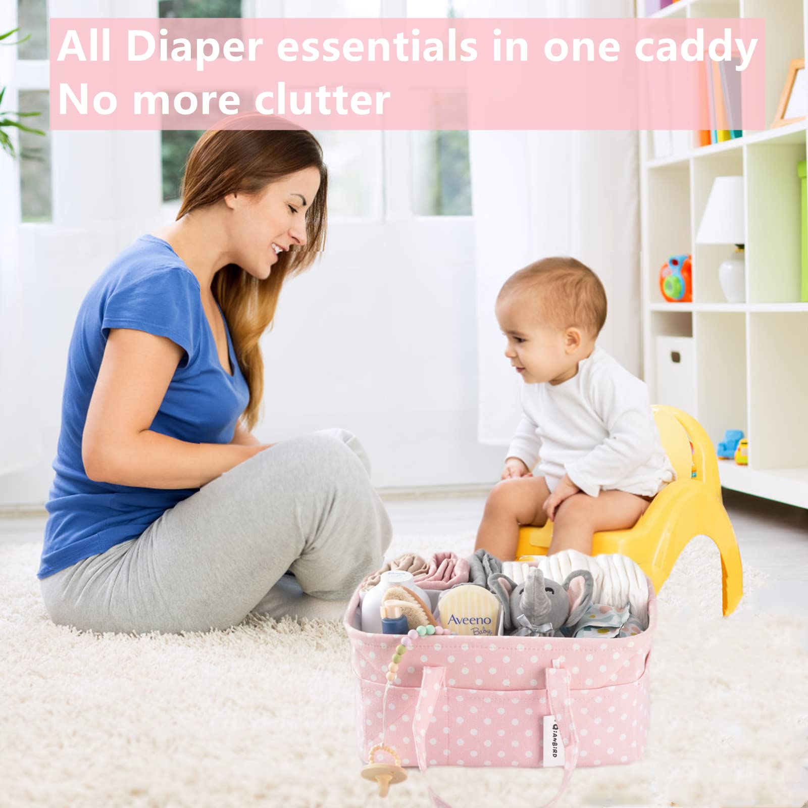 QiANBiRD foldable diaper caddy shown in nursery for space-saving storage