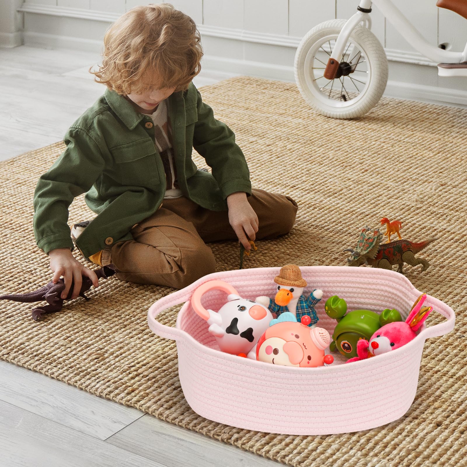 QiANBiRD rope basket with handles for portable storage