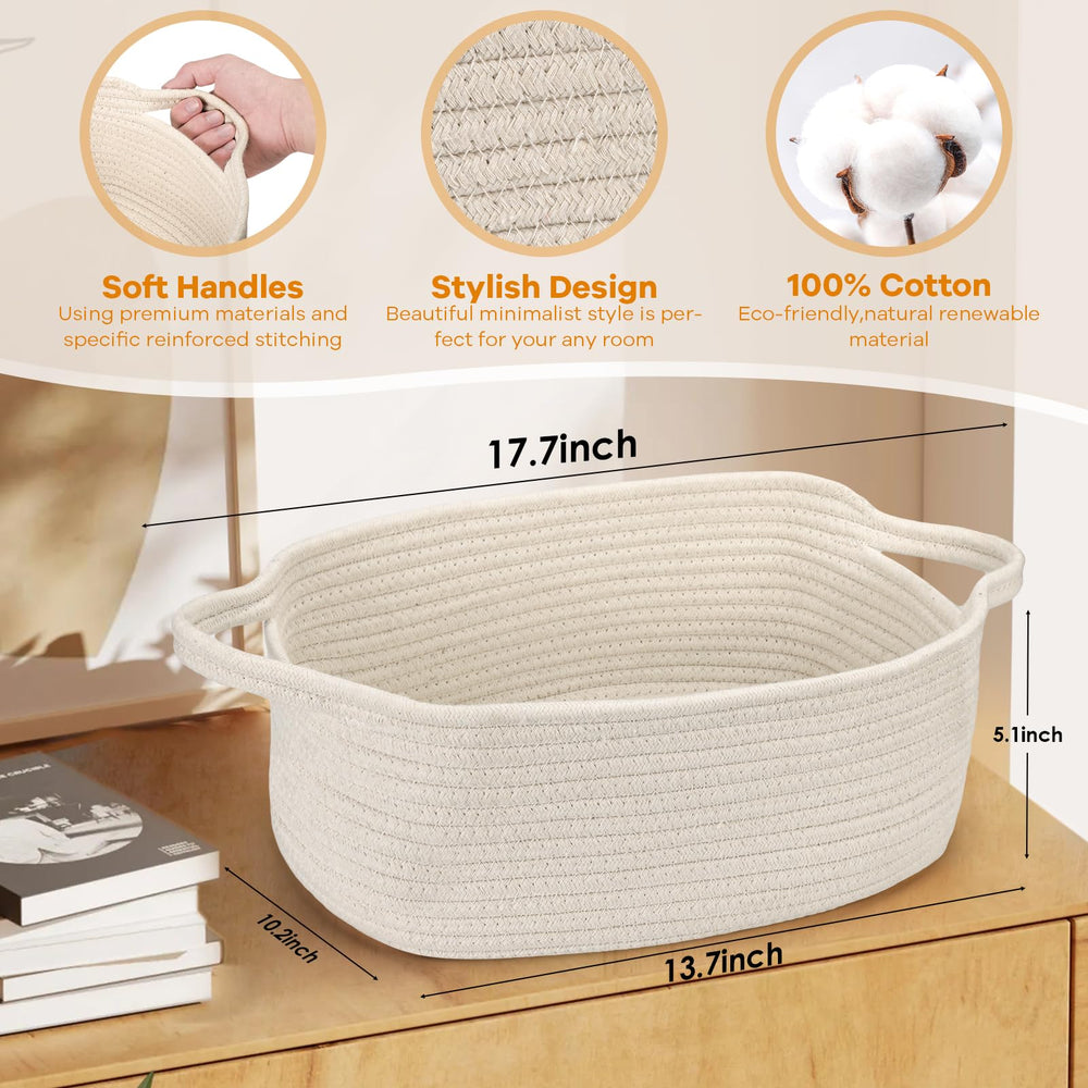 QiANBiRD grey rope basket shows portable storage for toys and books.