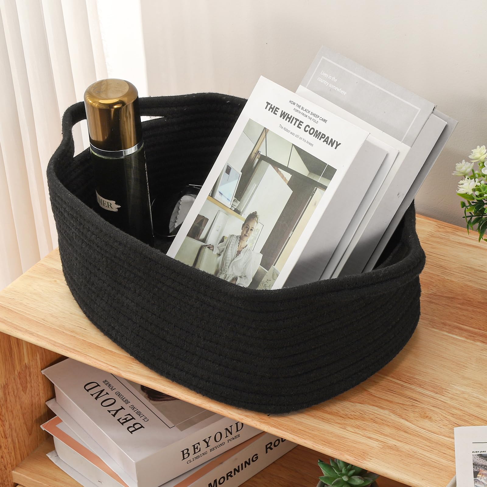 QiANBiRD rope basket with handles is easy to move around.