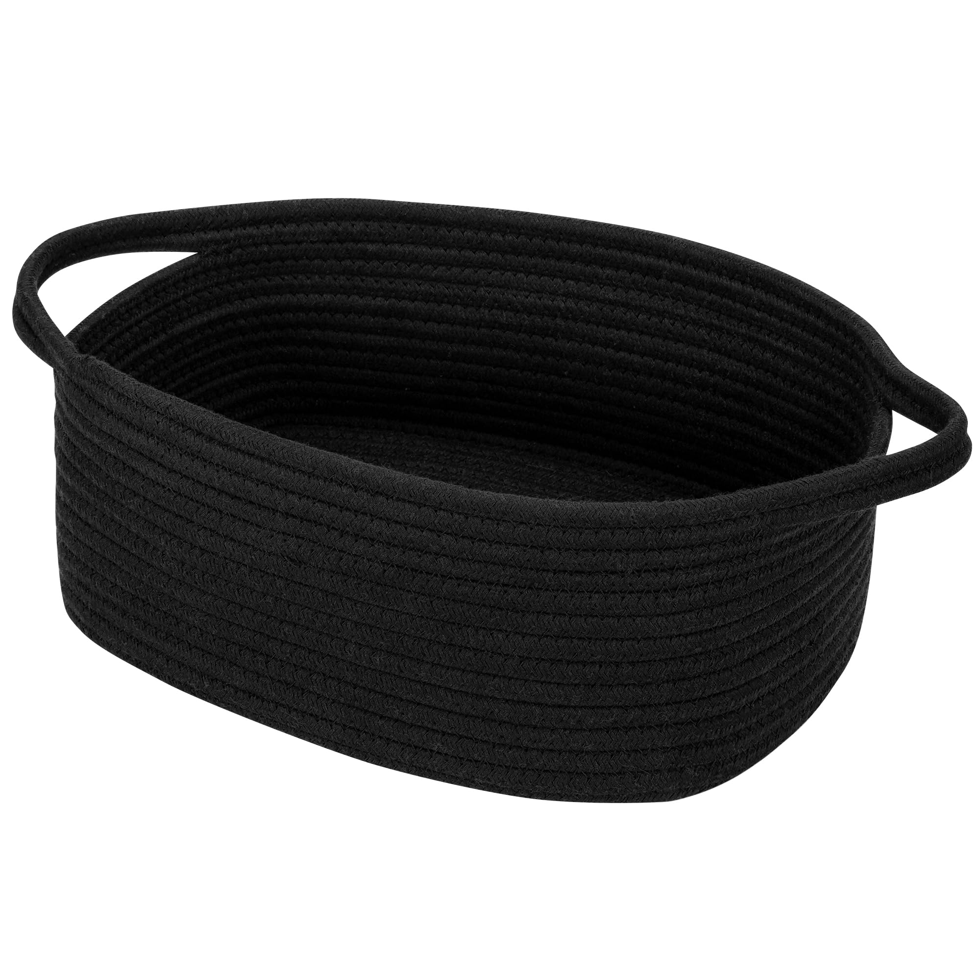 QiANBiRD small woven cotton rope basket front view for tidy nursery storage.