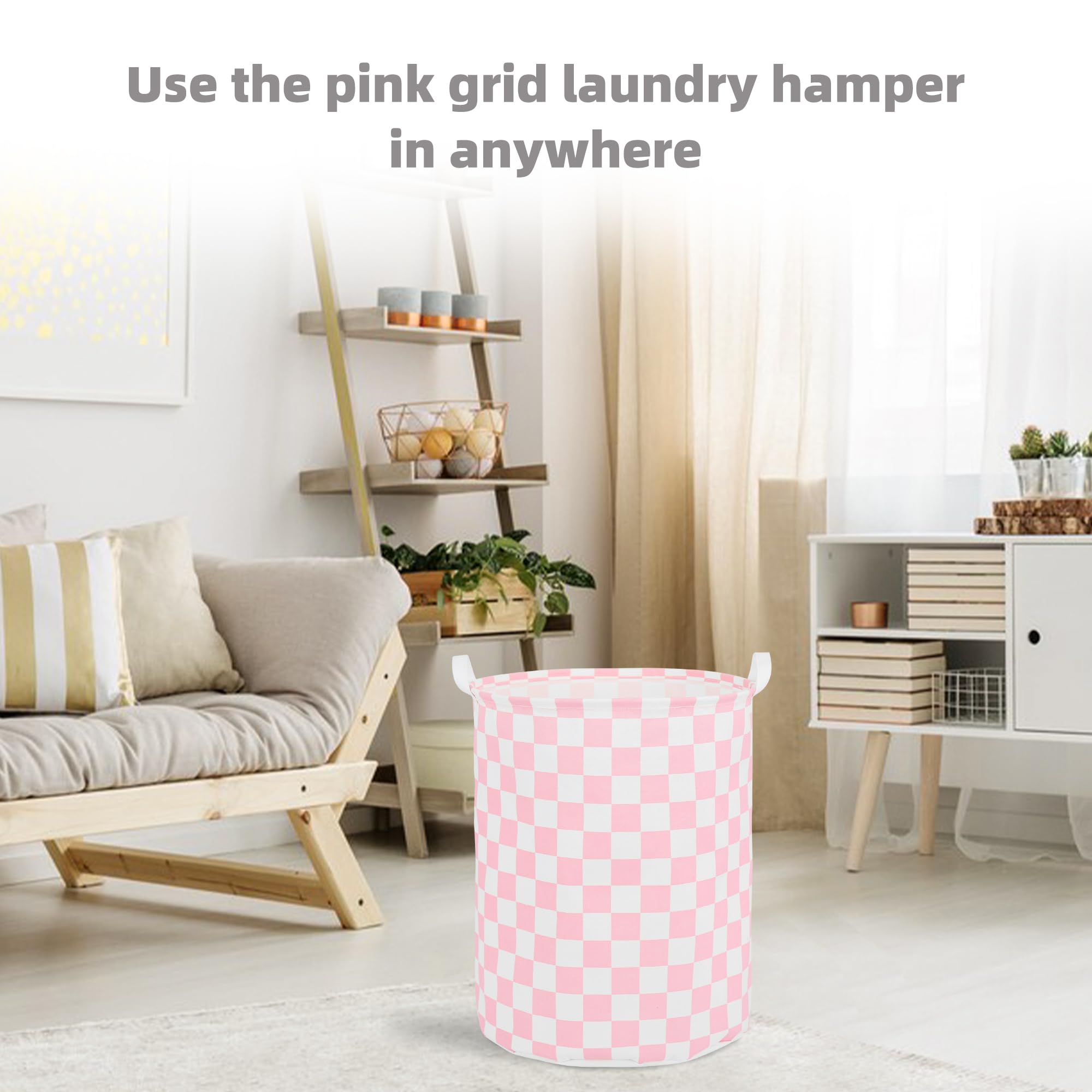 QiANBiRD tall laundry basket with handles ready to transport between rooms.
