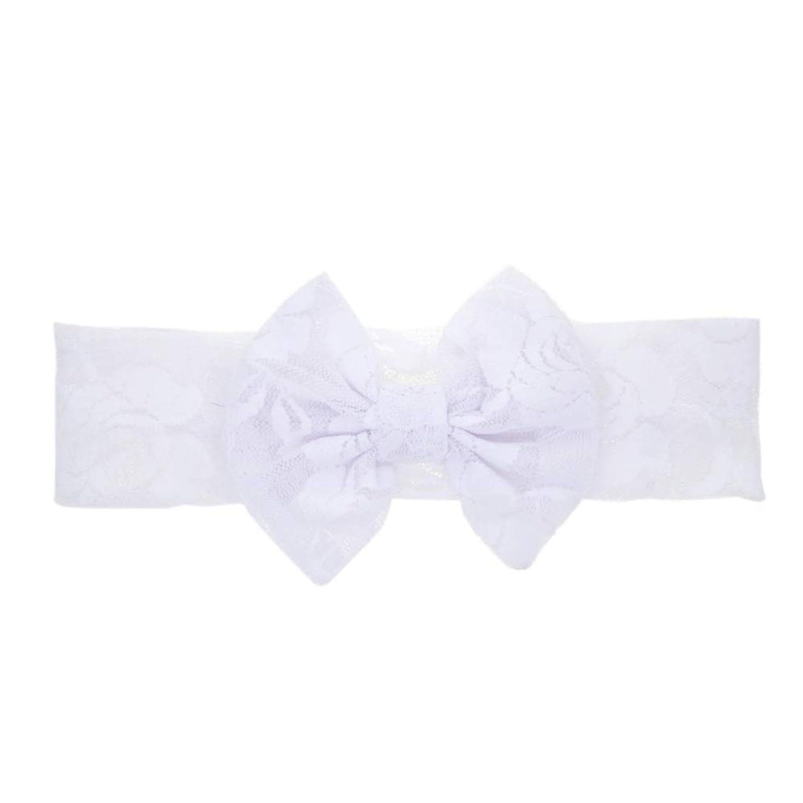 Qiansail baby girls lace bow headband white product shot showing soft stretch fabric