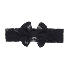 Qiansail baby lace bow headband in black, ideal for daily wear and photo shoots.