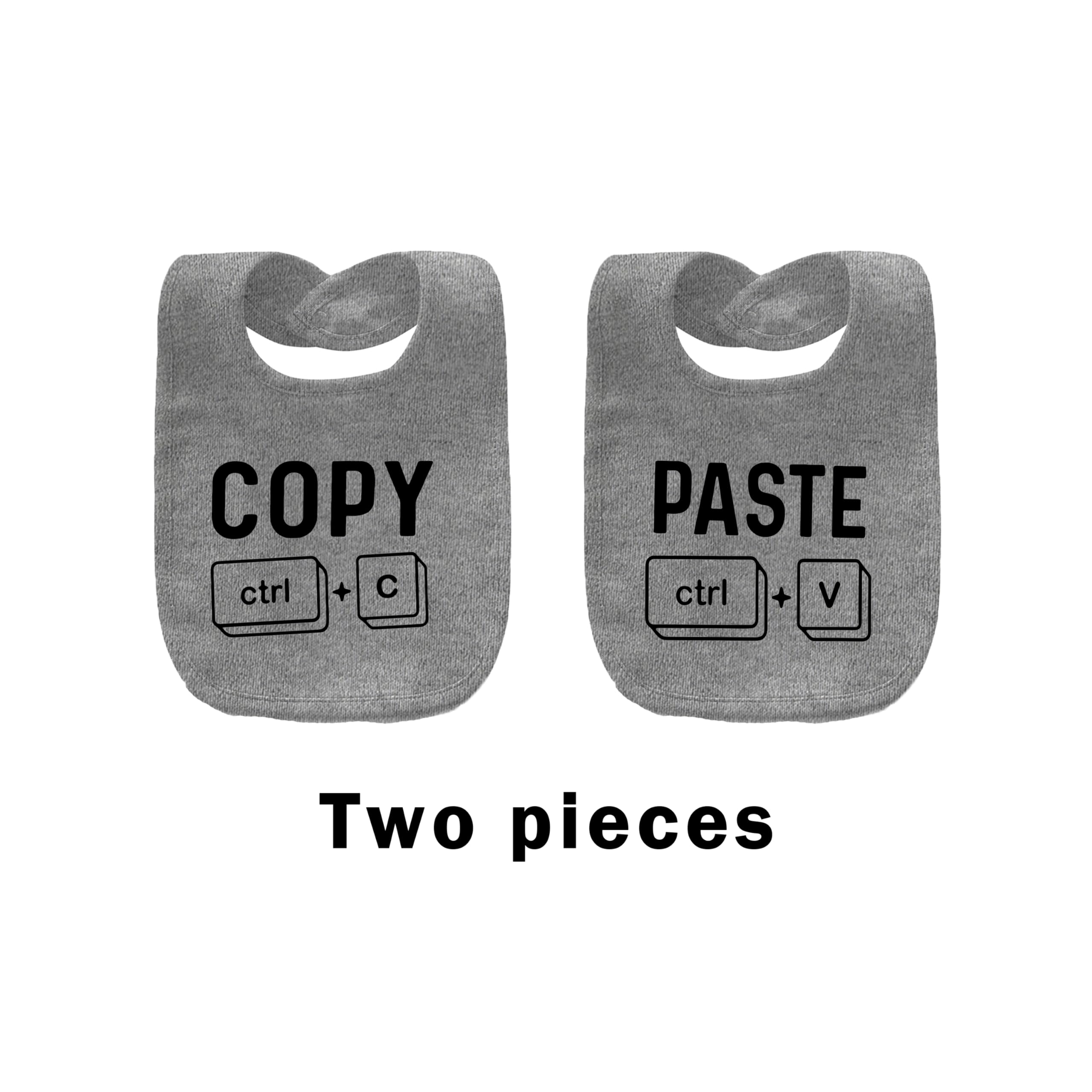 QIANWANYI baby twins bibs grey closeup fabric texture highlighting breathable, gentle touch.