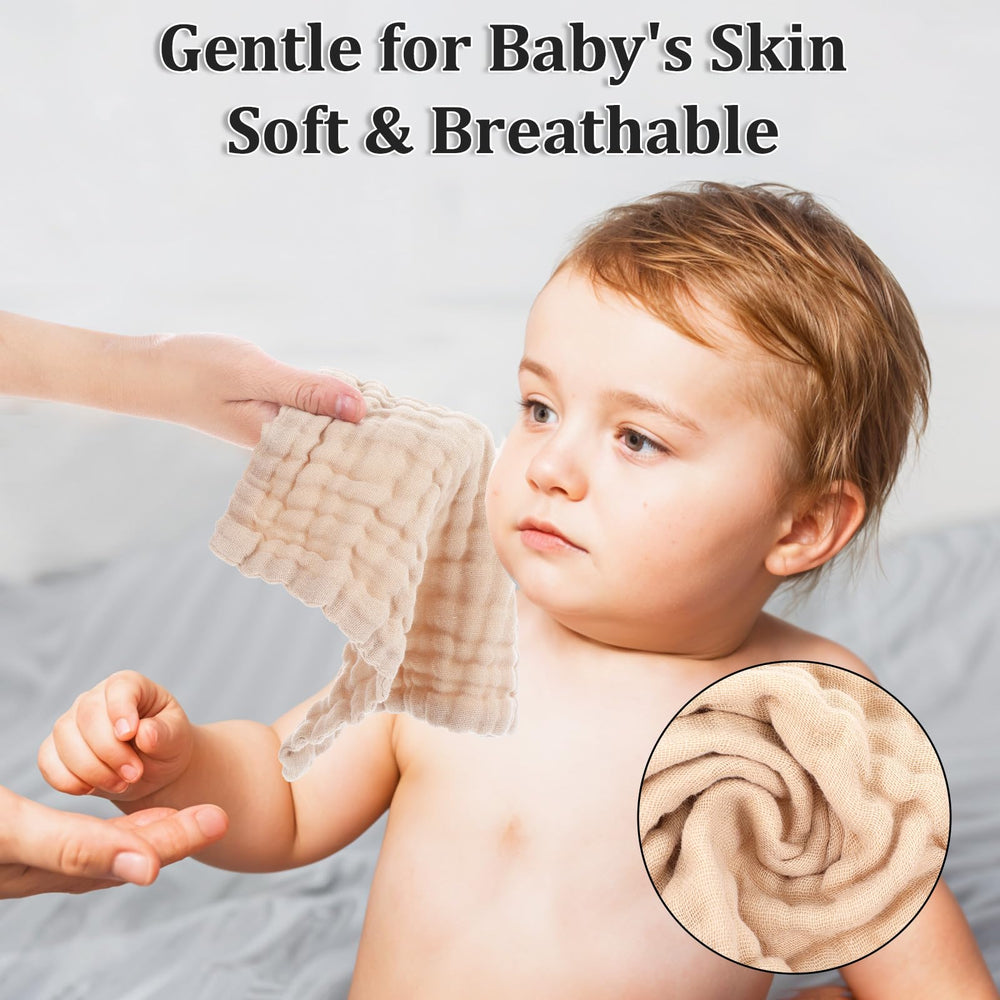 Qianyu cotton burp cloth multi-color demonstrating quick absorption after feeds.