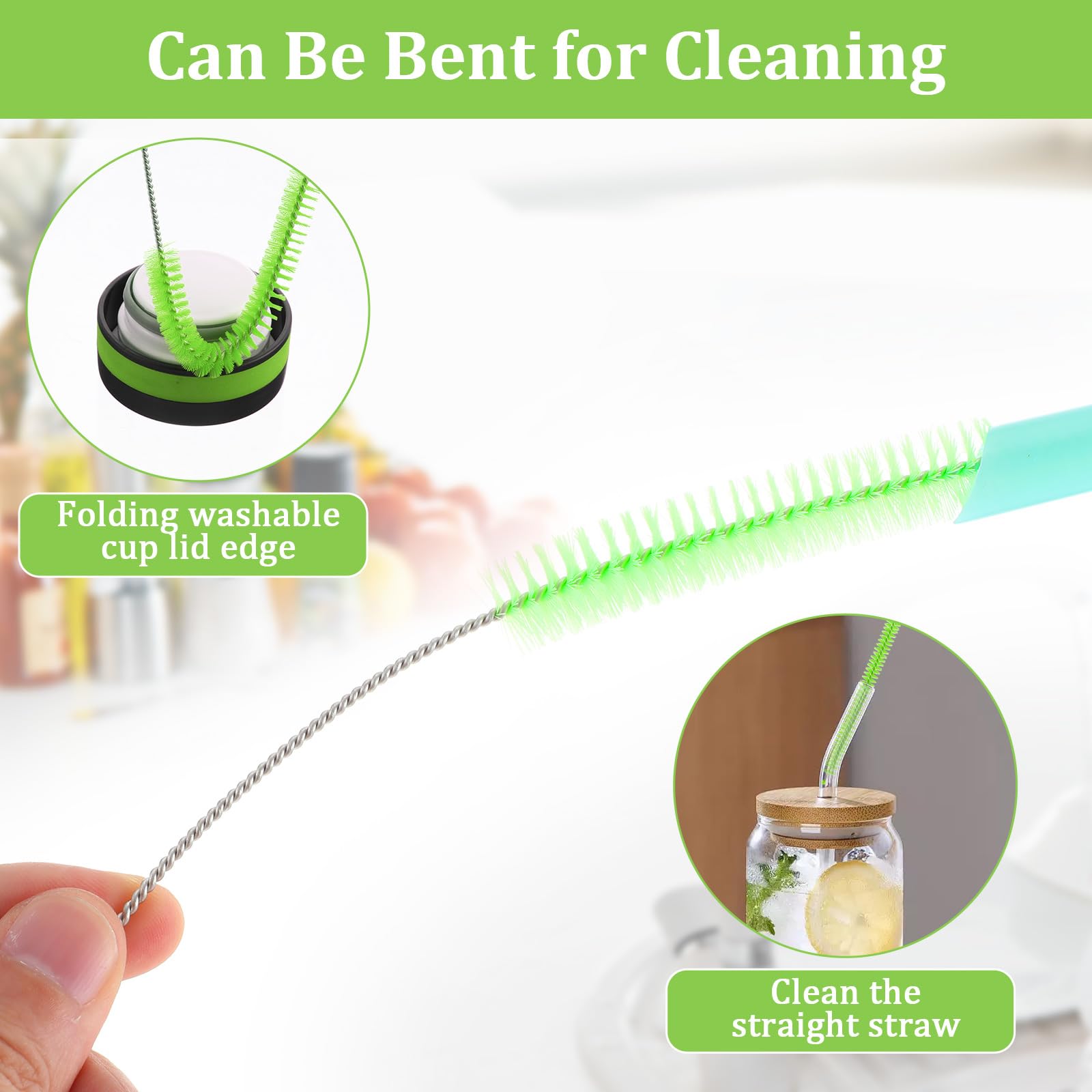 Qianyu extended-length bottle-brush for narrow-mouth containers and sippy cups.