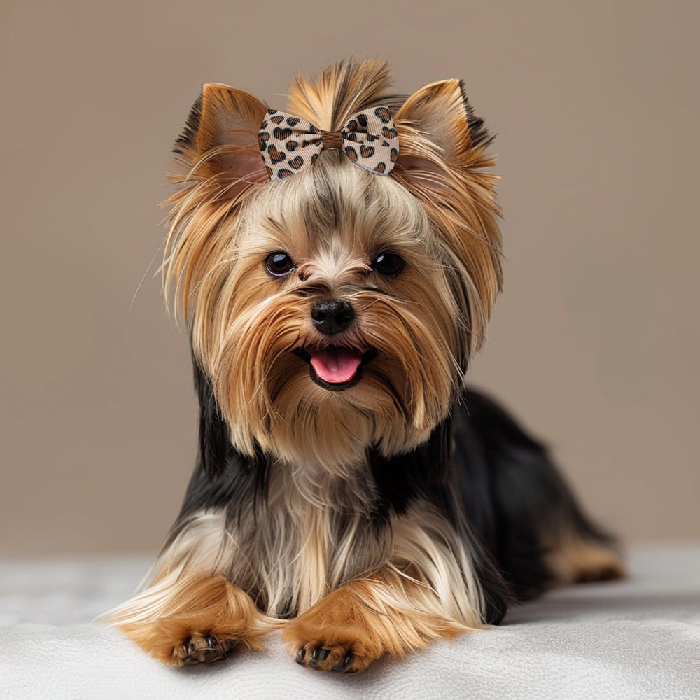 Qianyu leopard hair bow clip brown-black pattern; versatile styling for adults and kids