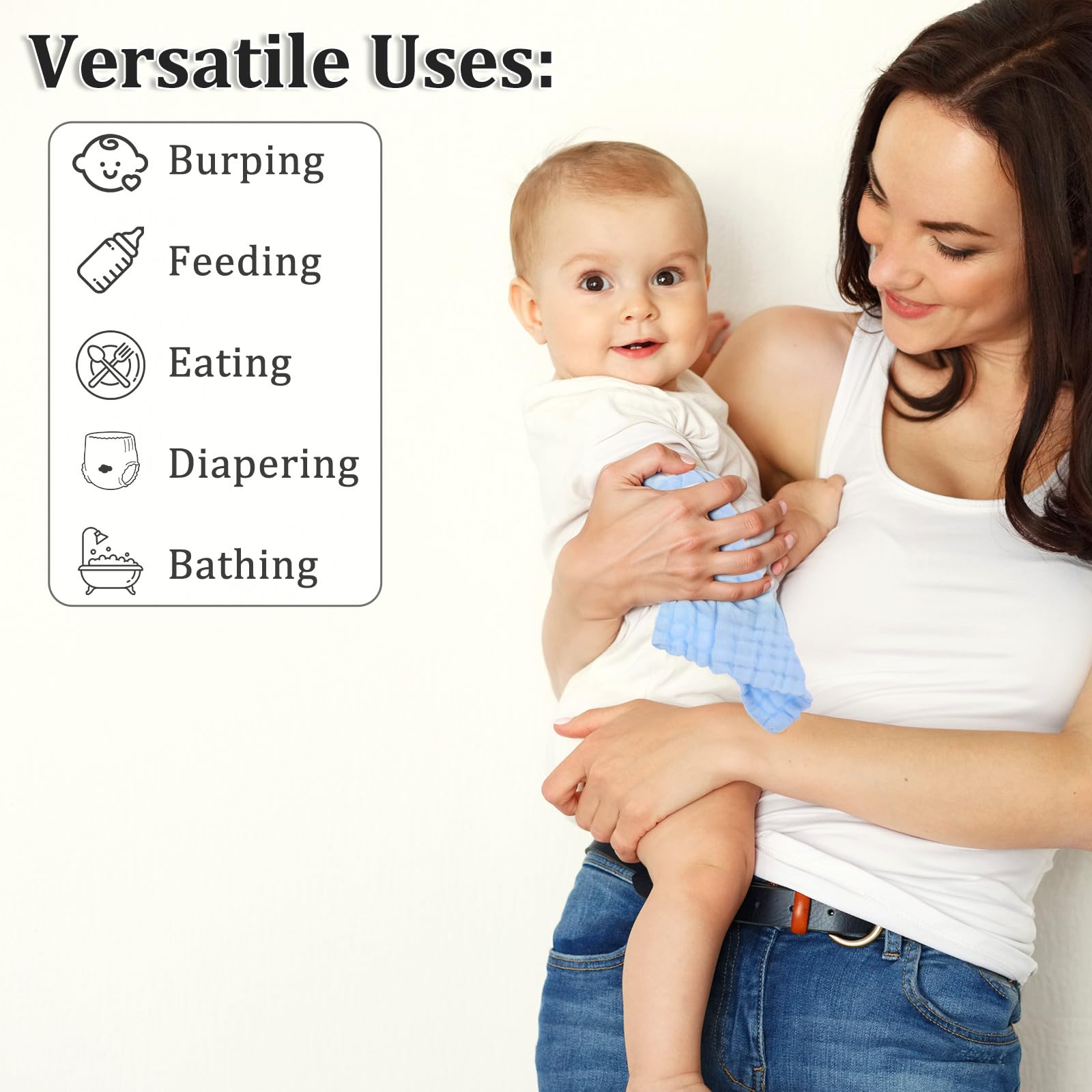 Qianyu soft cotton burp cloth for gentle post-meal cleaning.