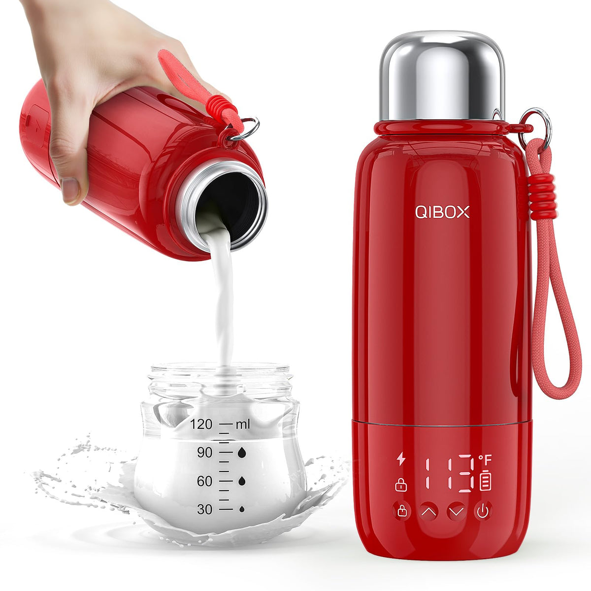 QIBOX bottle warmer main unit with display for quick on-the-go milk heating