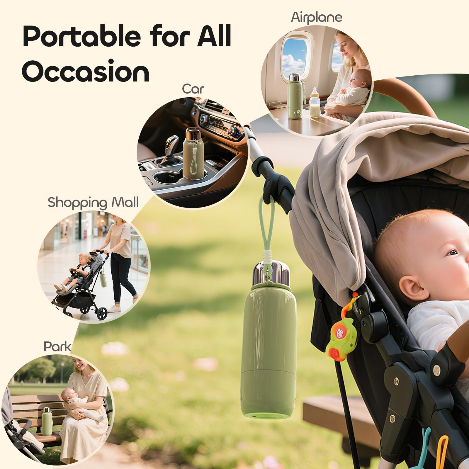 QIBOX portable bottle warmer ideal for travel, car, outdoors