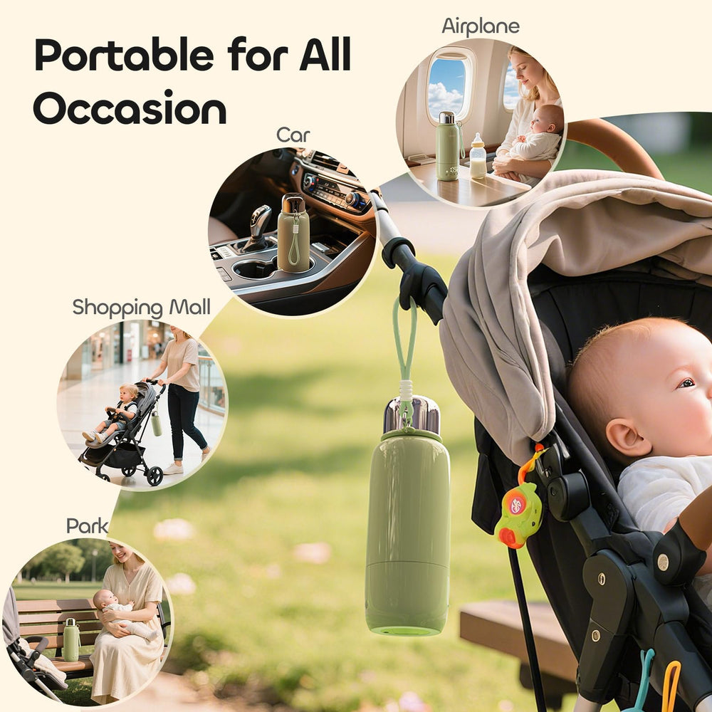 QIBOX portable bottle warmer ideal for travel, car, outdoors