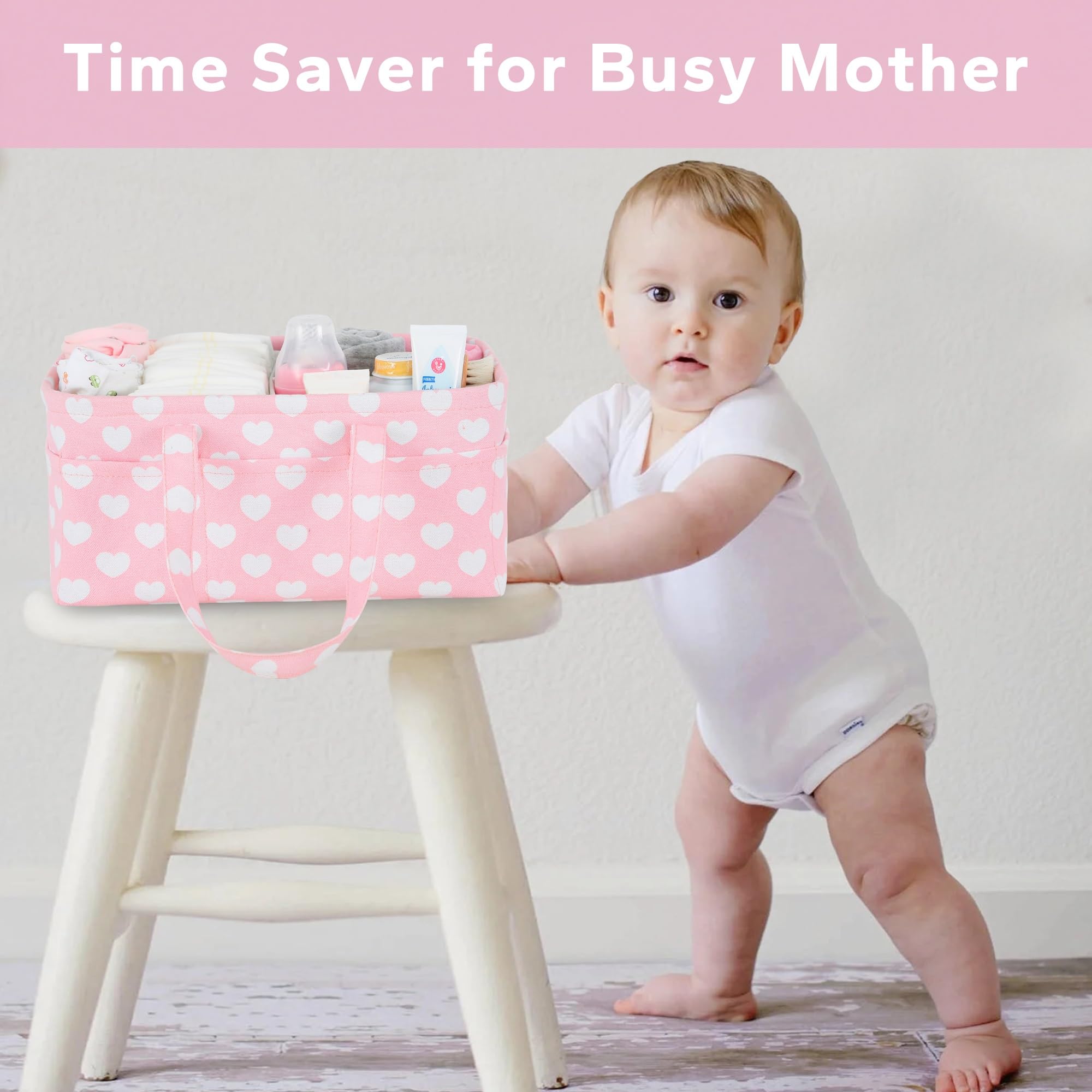 QiANBiRD diaper caddy on car seat tray for on-the-go storage.