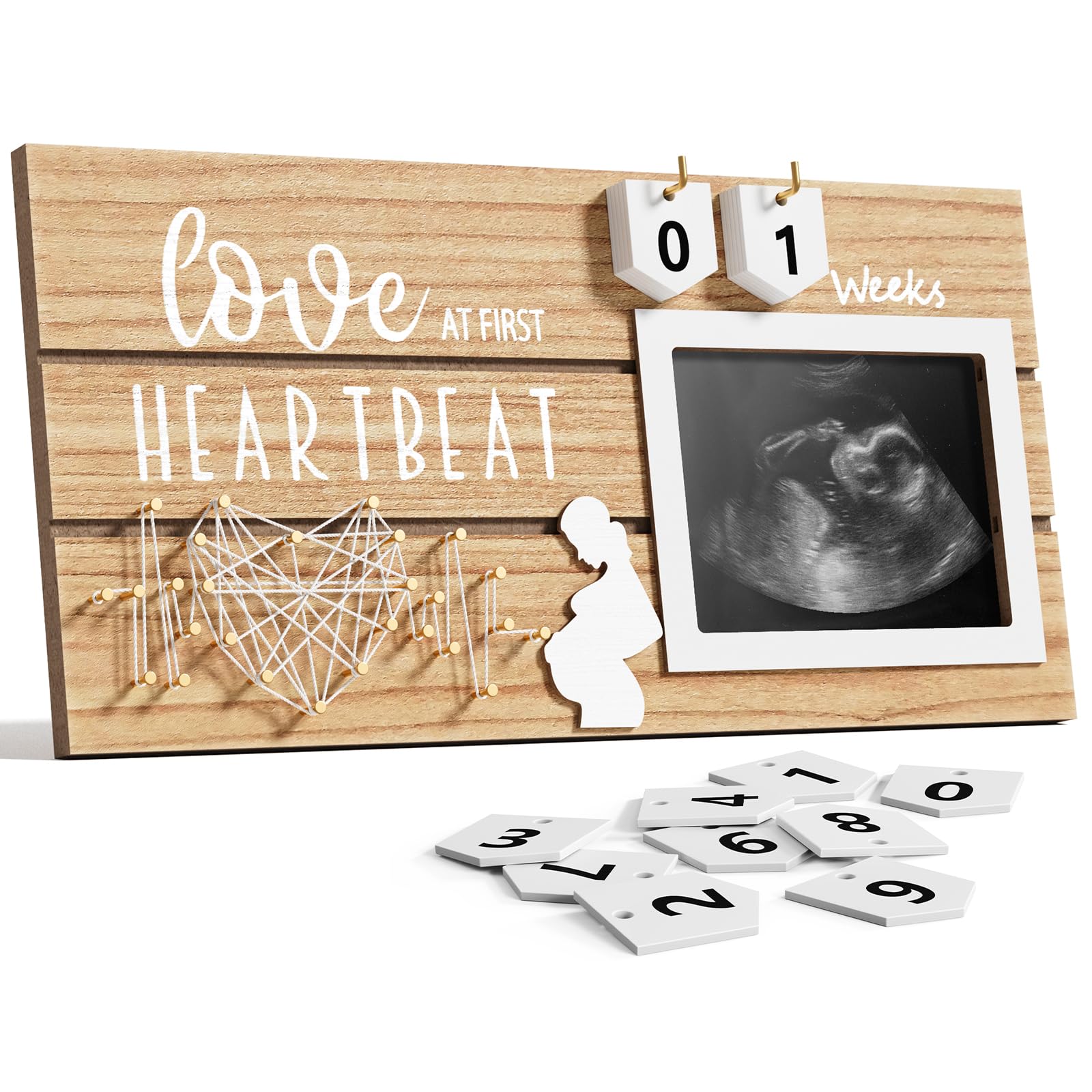 Qilxziy sonogram frame with heart ECG design creates sentimental pregnancy keepsake
