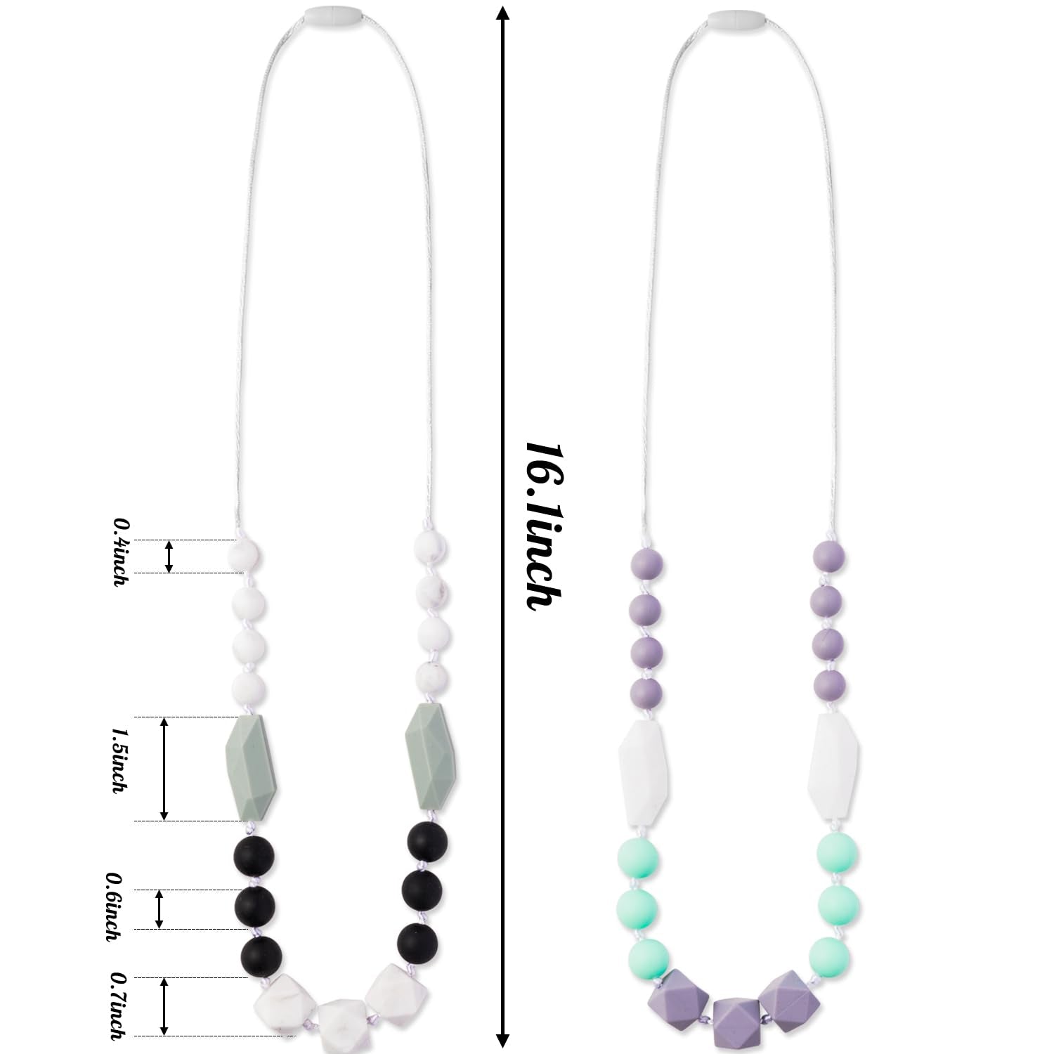 QIMGIC teething necklace worn by mom shows versatile sensory accessory