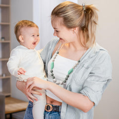 QIMGIC teething necklace green-white style2 easy to clean and reuse.