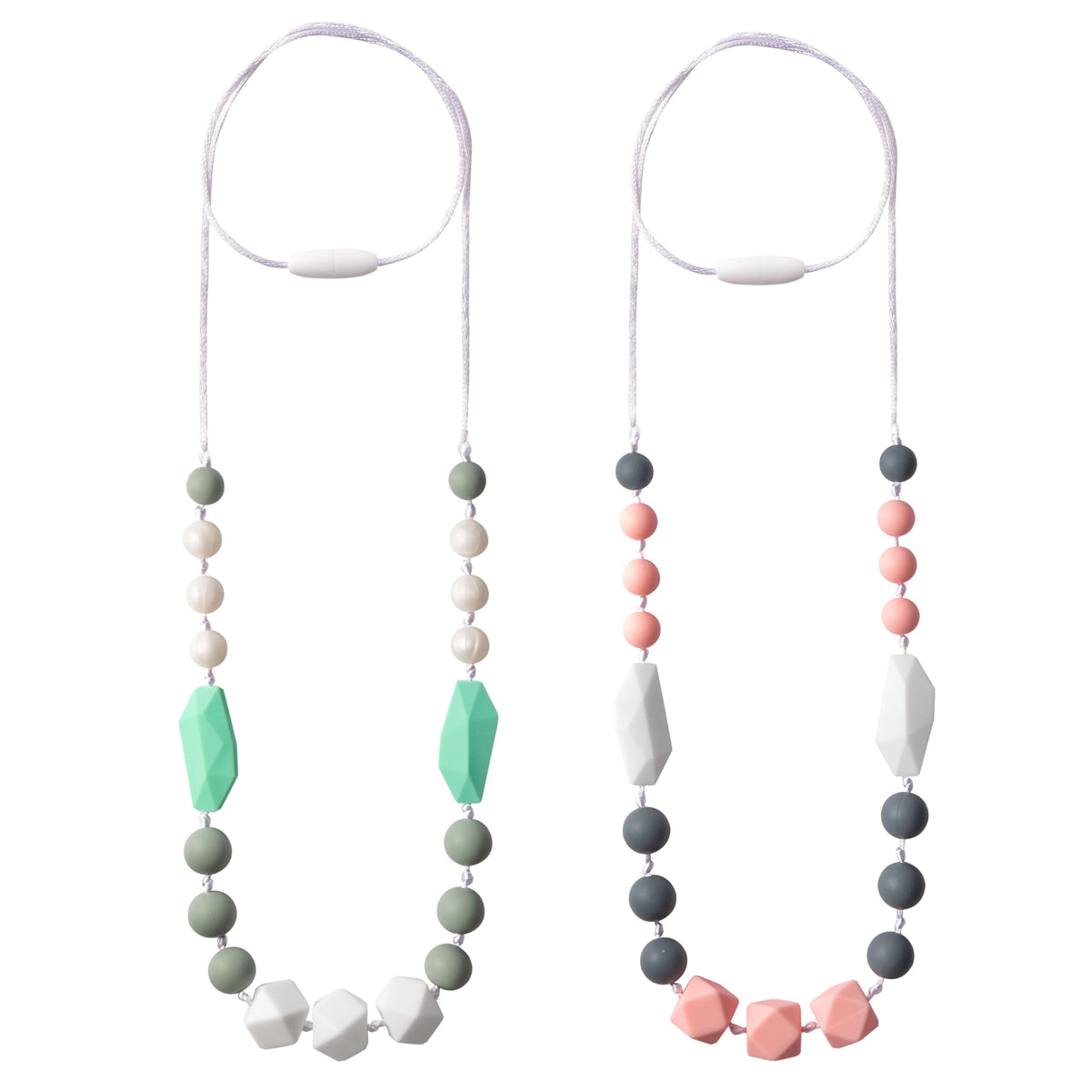QIMGIC teething necklace pink-white style1 soothing baby during nursing.