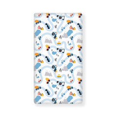 QINBEIDU car trace fitted sheet closeup highlights soft breathable polyester for baby comfort.