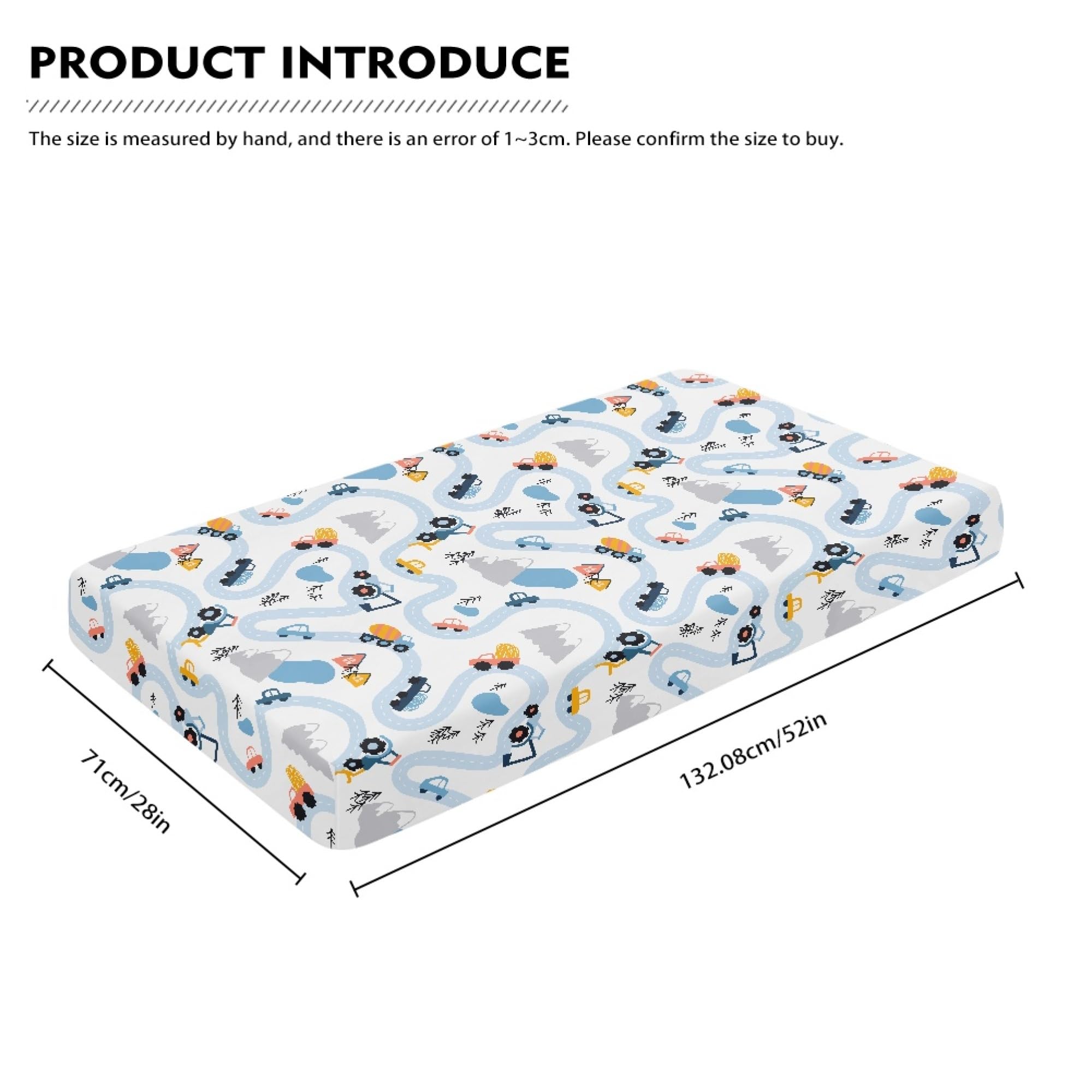 QINBEIDU transport-vehicle pattern crib sheet adds playful nursery decor.