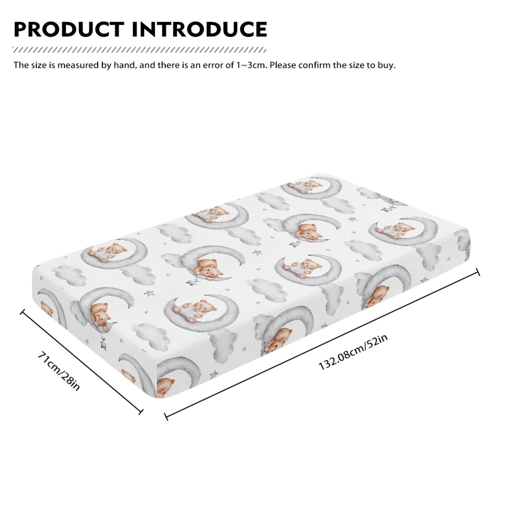 QINBEIDU watercolor animals pattern crib sheet adds stylish nursery backdrop.