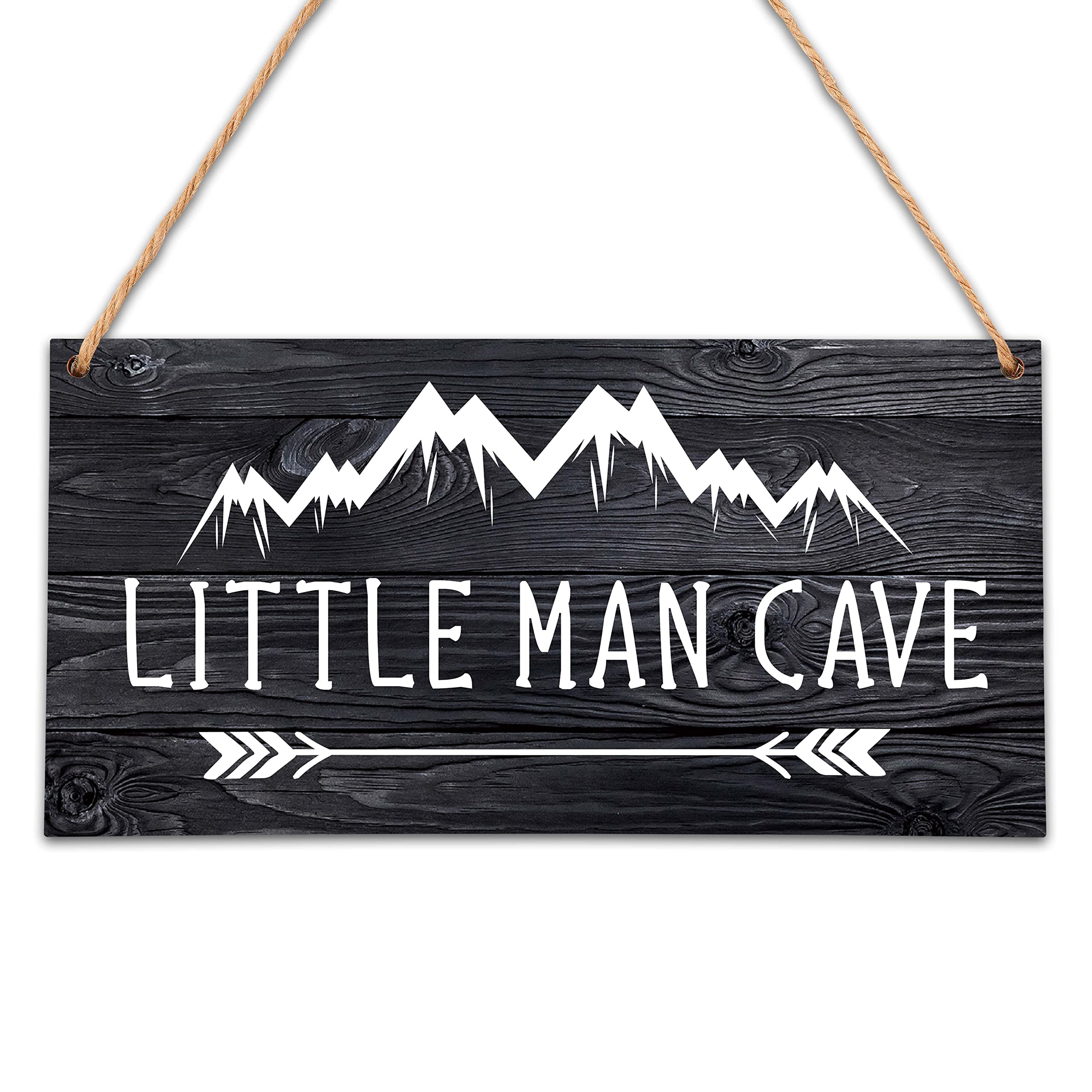 Qinkel Mountain nursery sign 5x10 showcases natural wood with mountain silhouette for nursery decor.