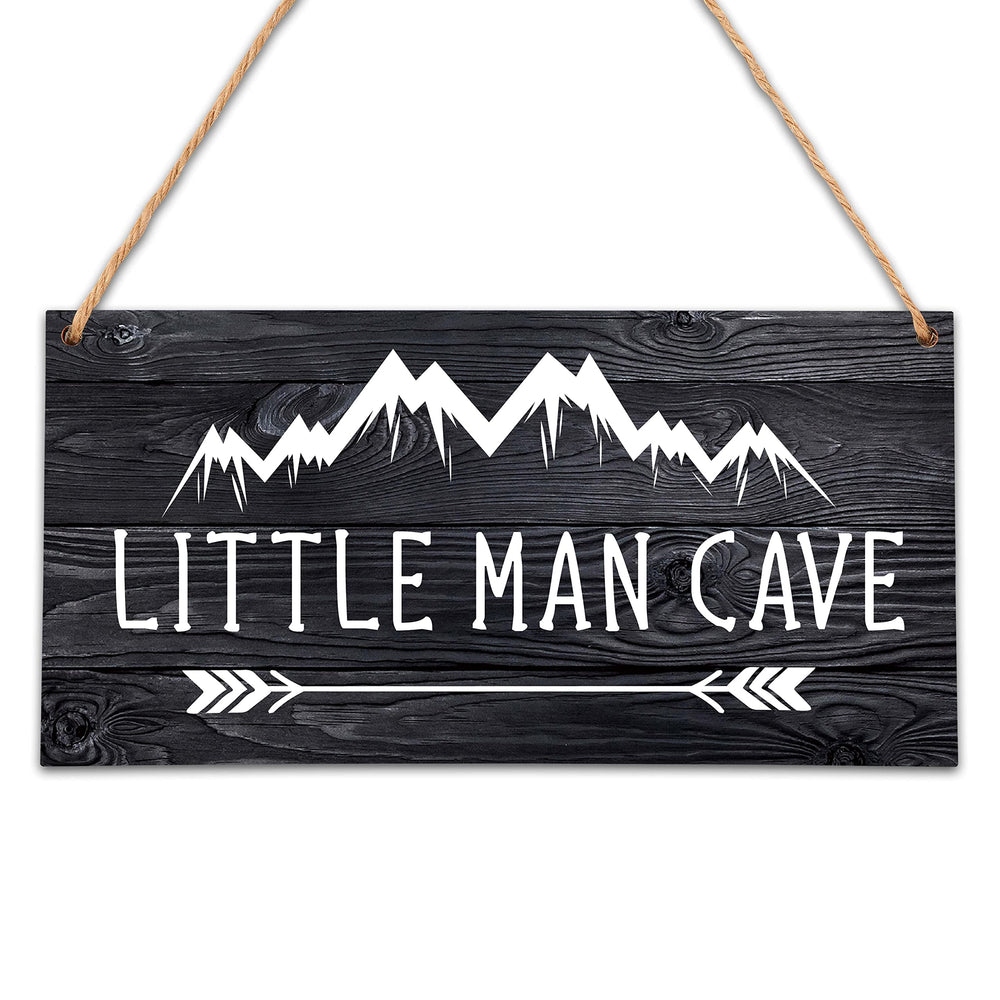 Qinkel Mountain nursery sign 5x10 showcases natural wood with mountain silhouette for nursery decor.