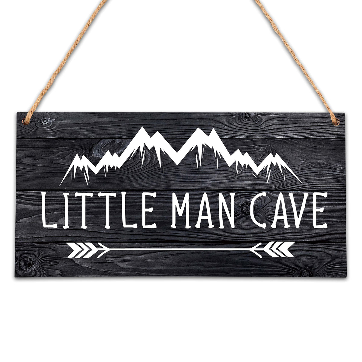 Qinkel Mountain nursery sign 5x10 showcases natural wood with mountain silhouette for nursery decor.