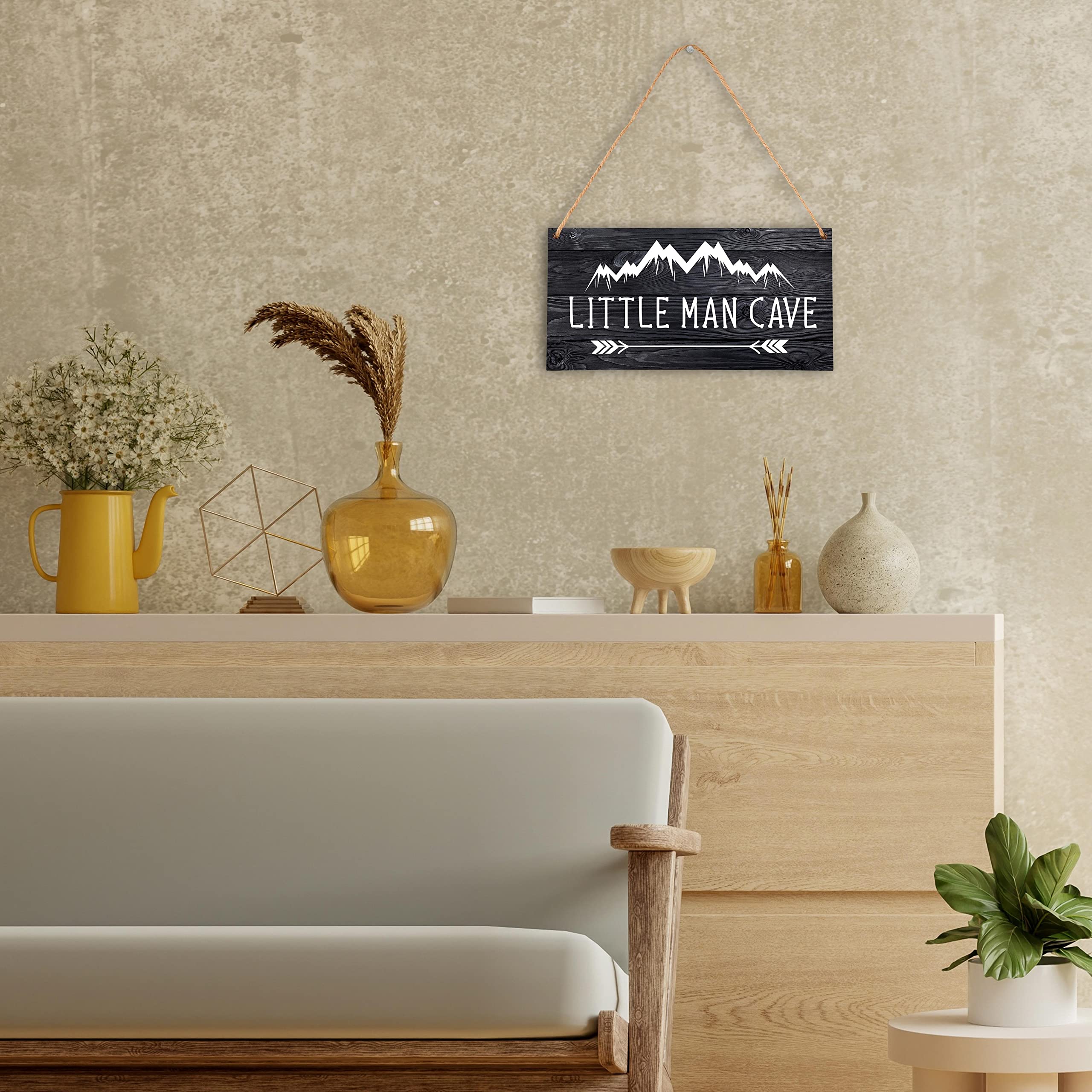 Qinkel mountains black background design adds rustic-modern charm.