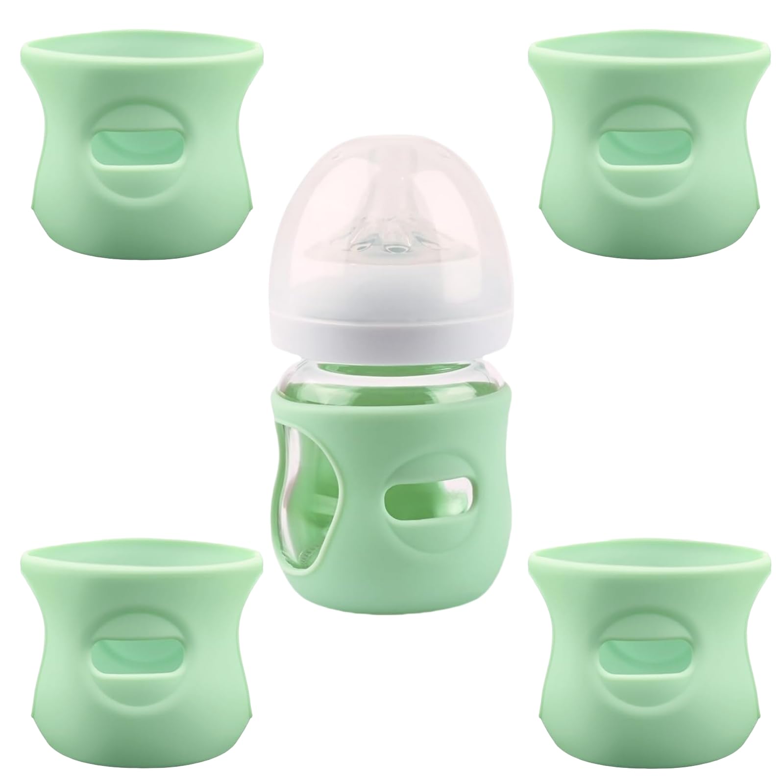 QinSuiKai 4-pack silicone sleeves on Avent natural bottle offer secure grip and drop protection.