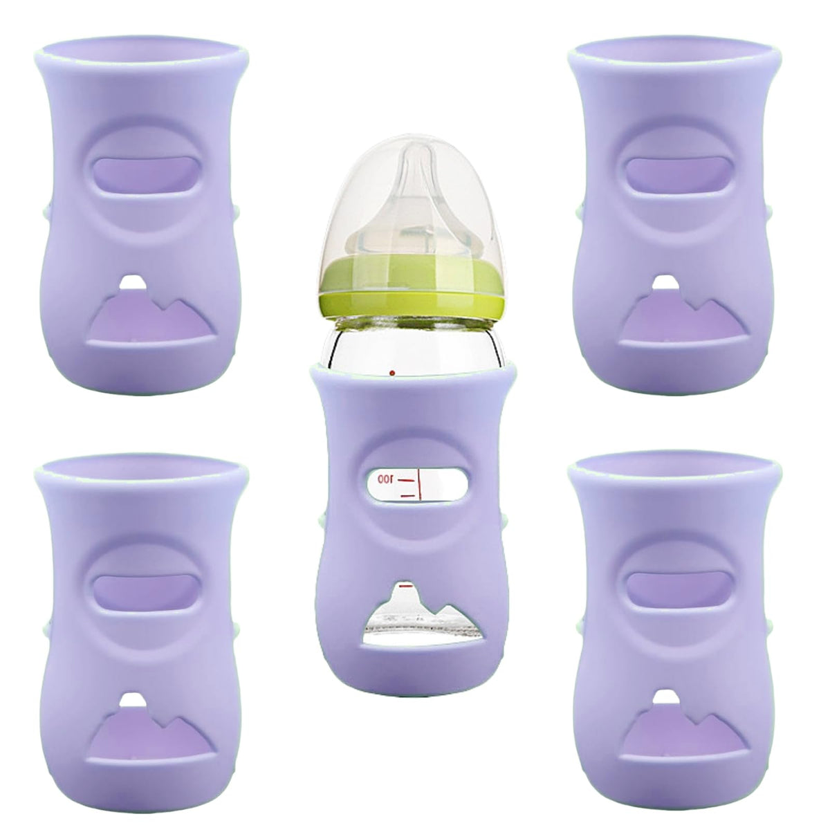 QinSuiKai silicone sleeve on Avent natural bottle enhances grip and protection.
